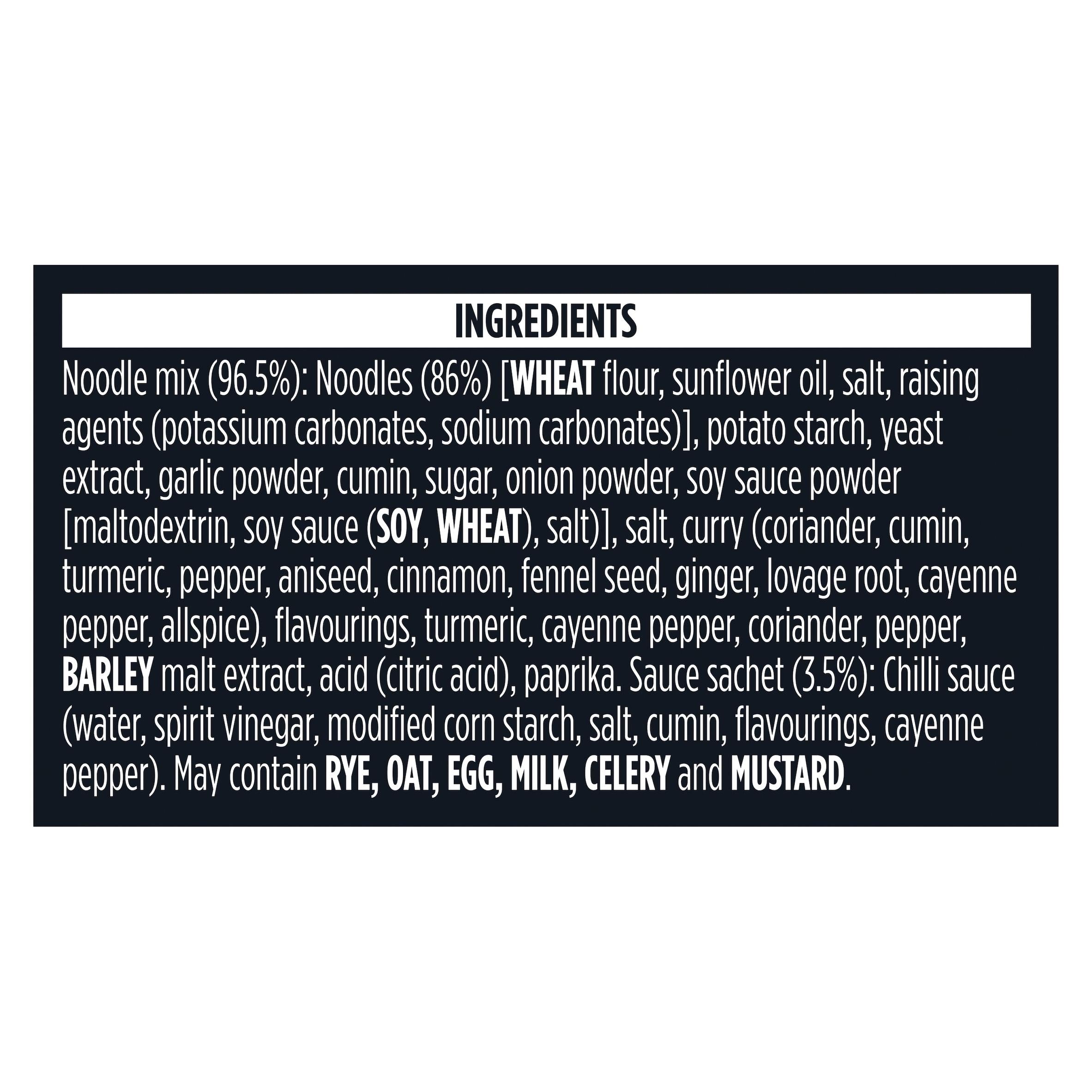 Pot Noodle Bombay Bad Boy instant block noodles 115g, UK version