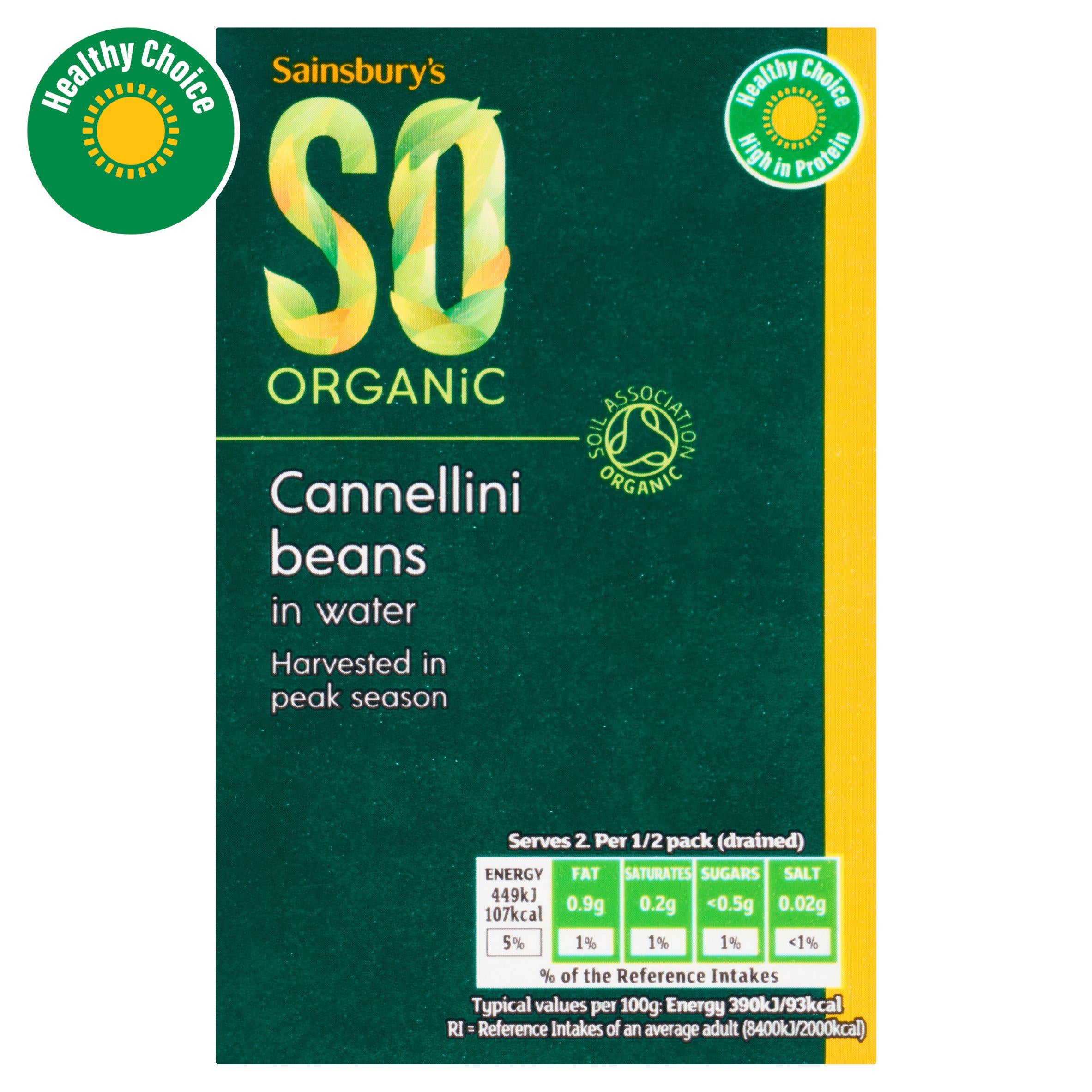 Sainsbury's SO Organic cannellini beans 380g carton, imported from the UK