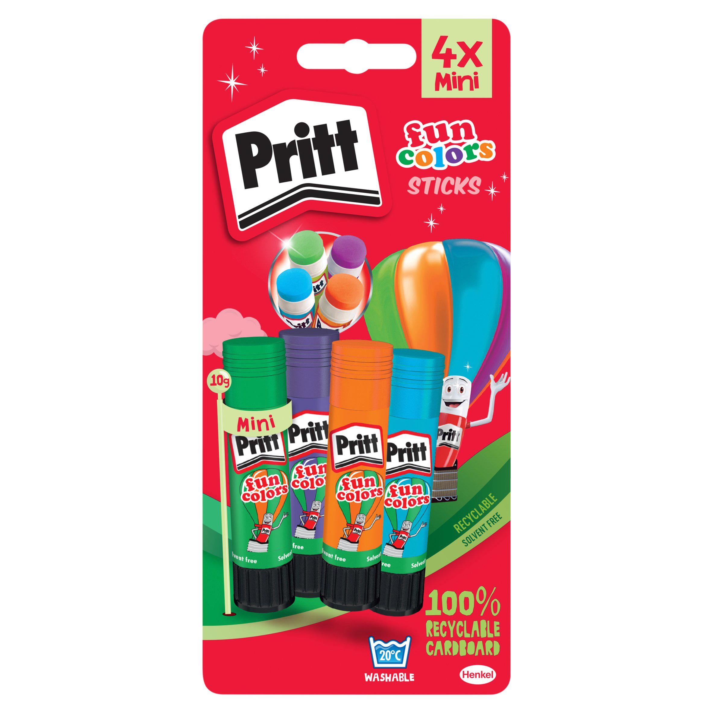 Pritt fun coloured glue sticks pack of 4 - British product
