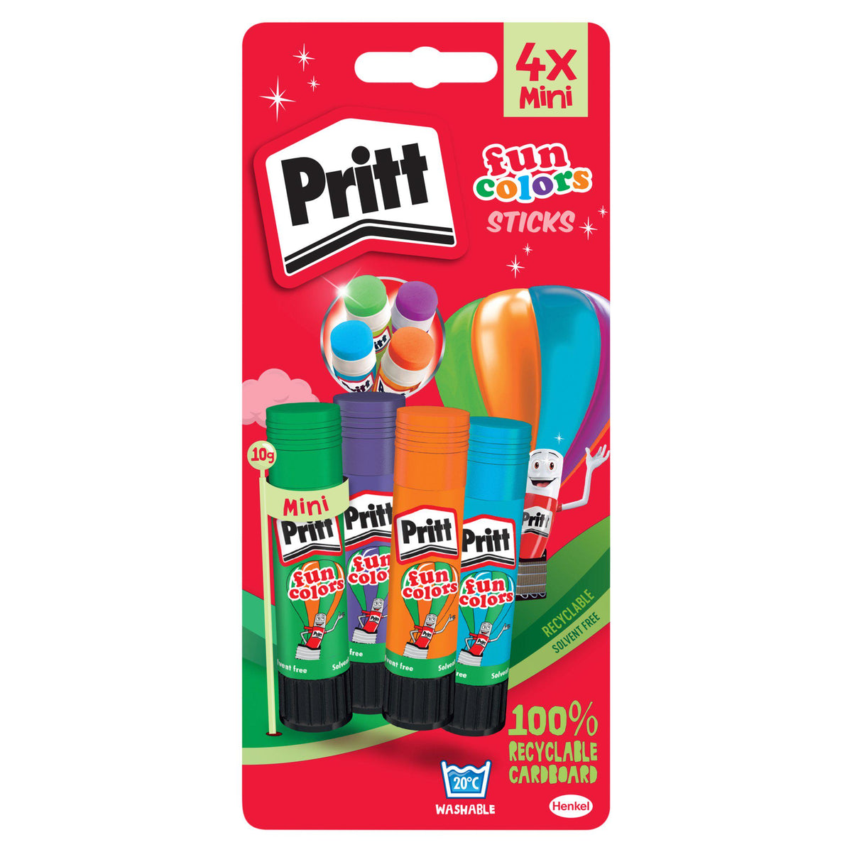 Pritt fun coloured glue sticks pack of 4 - British product