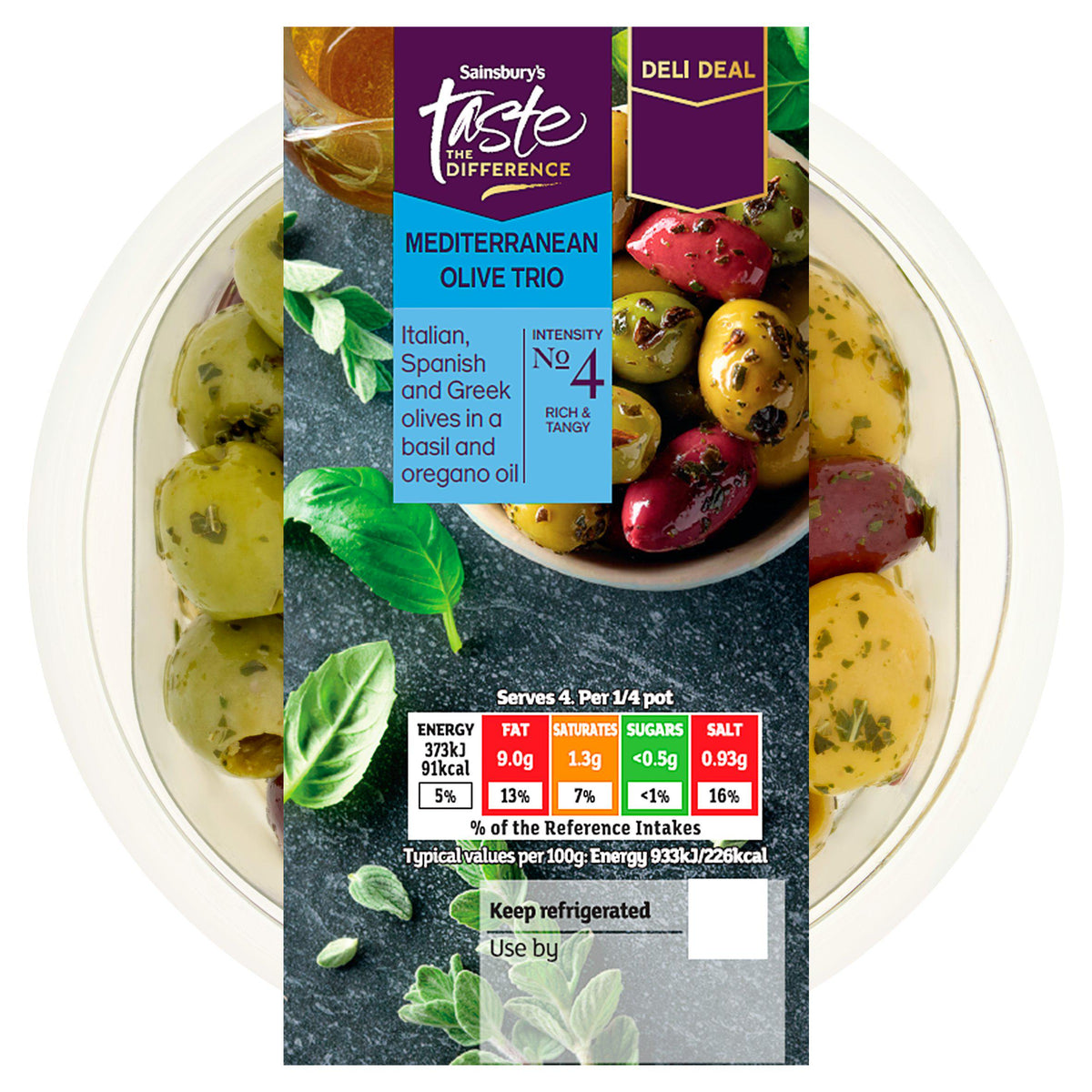 Sainsbury's Mediterranean olive trio 160g, UK version