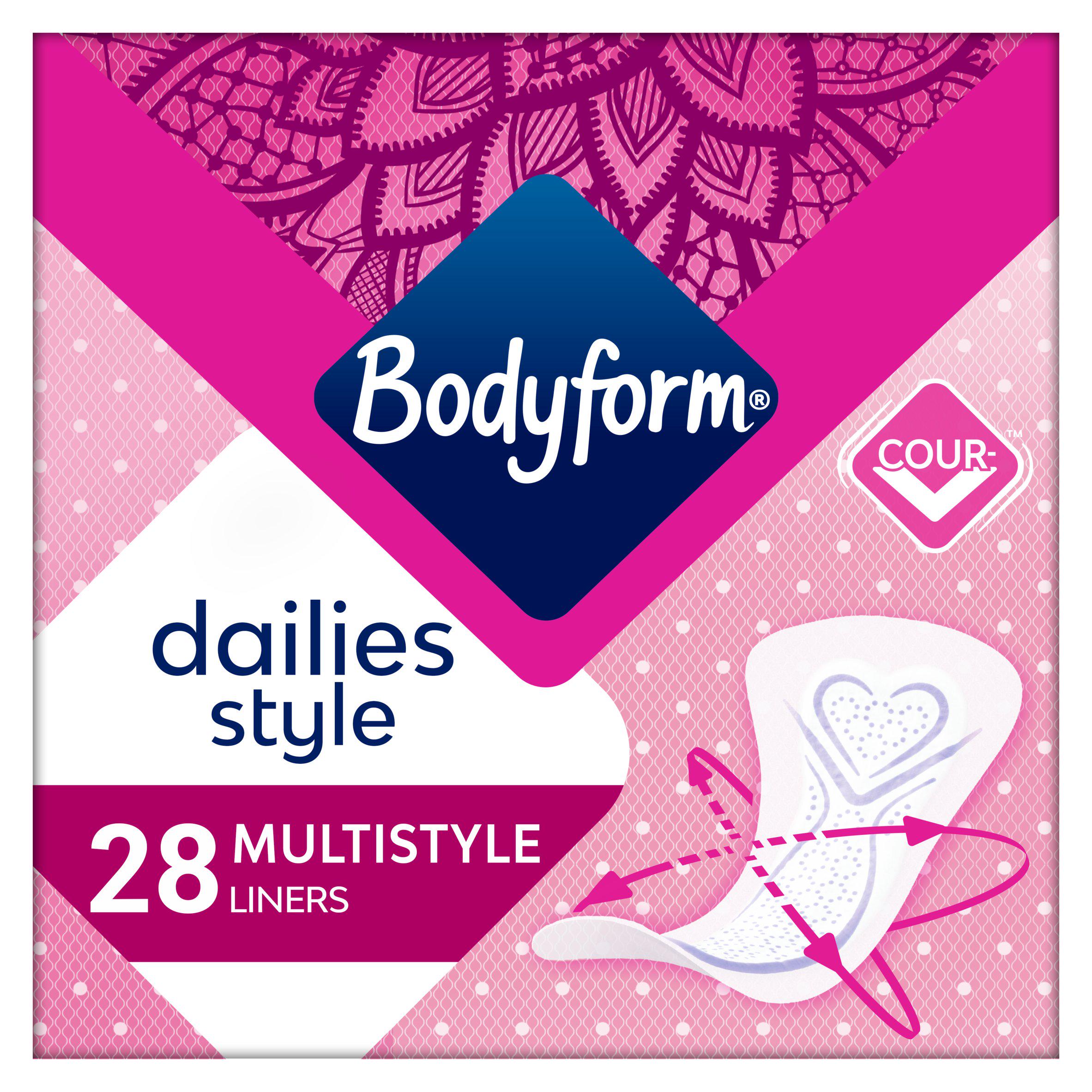 Bodyform panty liners multistyle normal x28 (British brand)