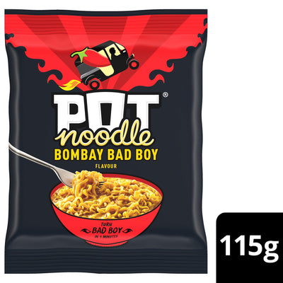 Sainsburys Pot Noodle Bombay Bad Boy Very Hot Curry Instant Noodles 115g- Buy online at McGrocer