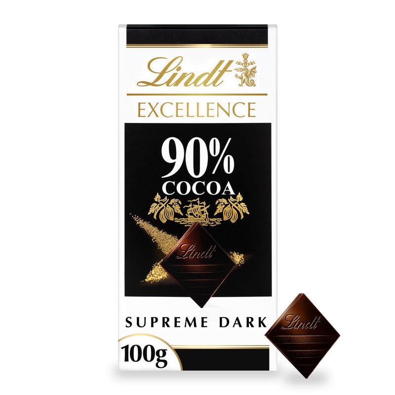 Lindt Excellence dark chocolate bar 90% cocoa (British brand)