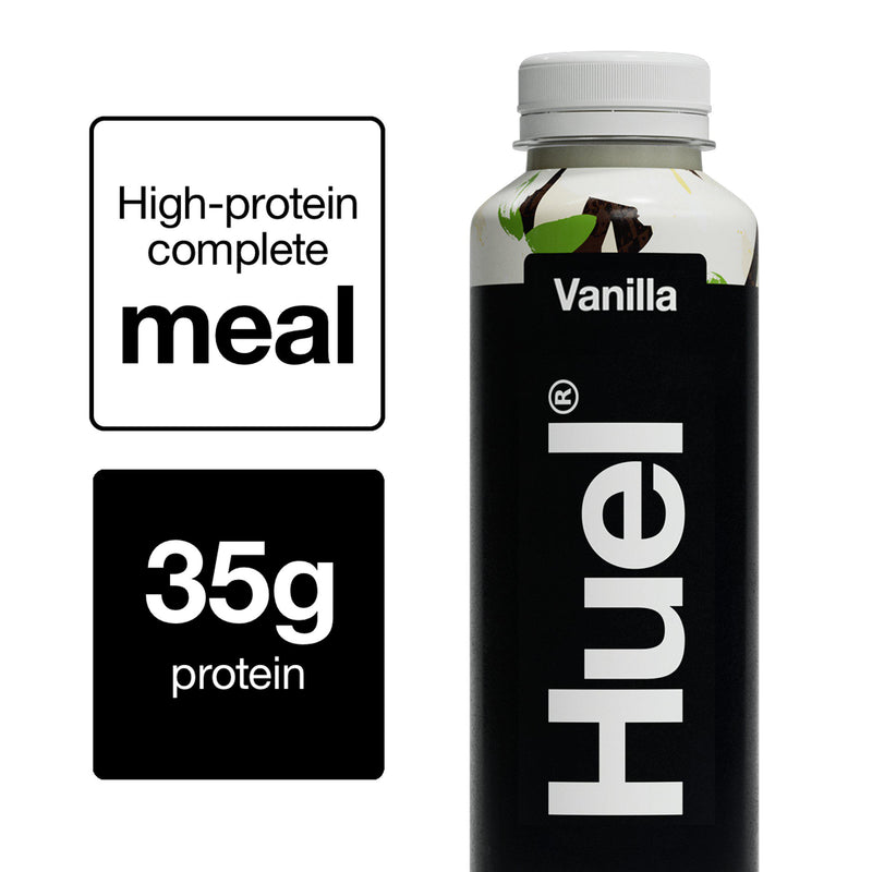 Huel meal replacement drink Vanilla Black Edition 500ml, imported from the UK