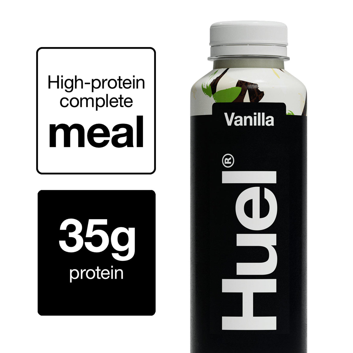 Huel meal replacement drink Vanilla Black Edition 500ml, imported from the UK