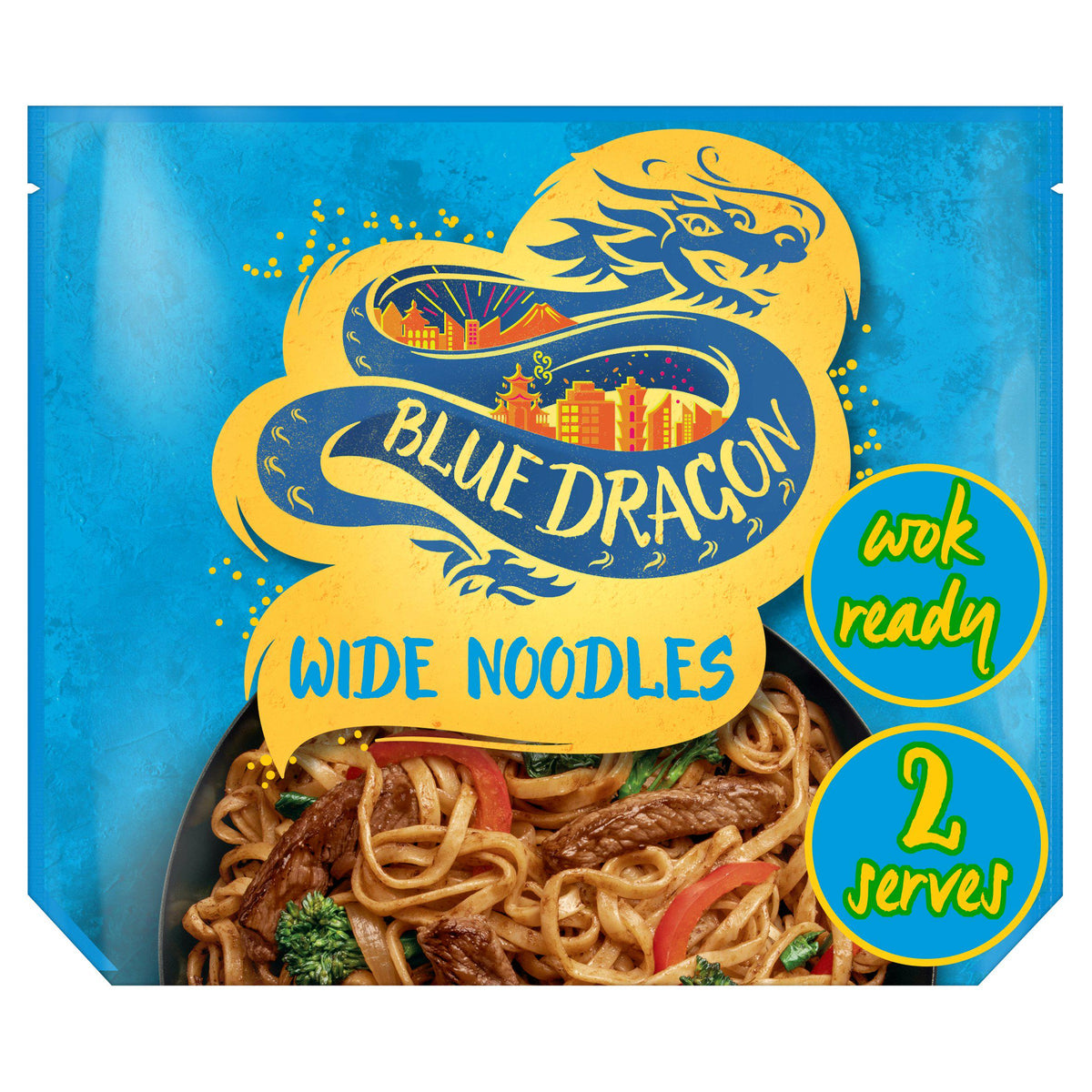 Blue Dragon wok ready wide noodles 300g, UK version