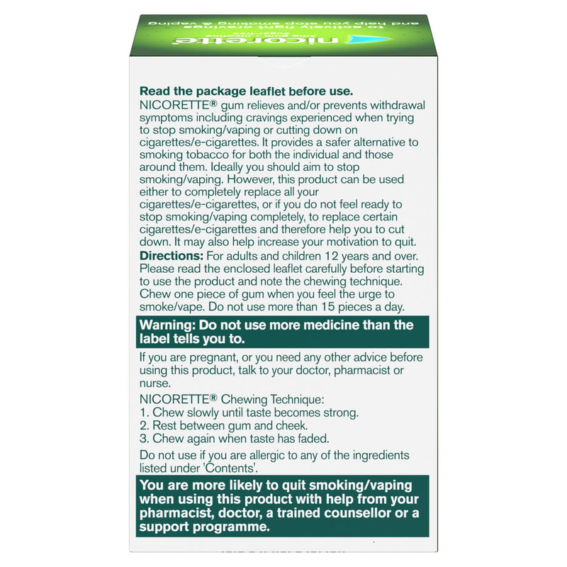 Nicorette sugar free nicotine gum 4mg 105 pieces, imported from the UK