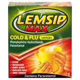 Lemsip Max cold flu lemon sachets 5 pack, imported from the UK