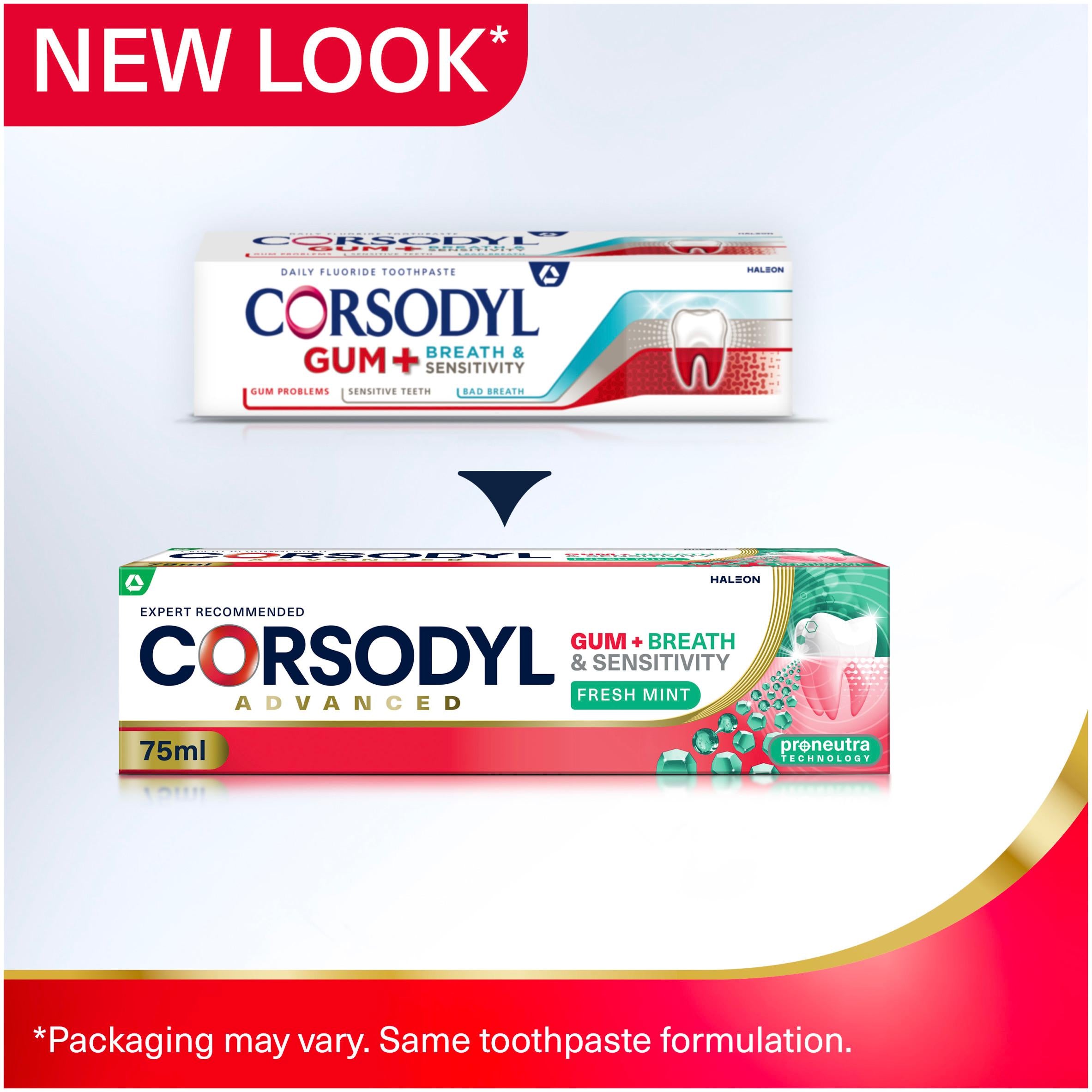 Corsodyl Gum+ Breath & Sensitivity toothpaste 75ml, UK version