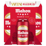 Mahou lager beer 4-pack 440ml cans (British brand)