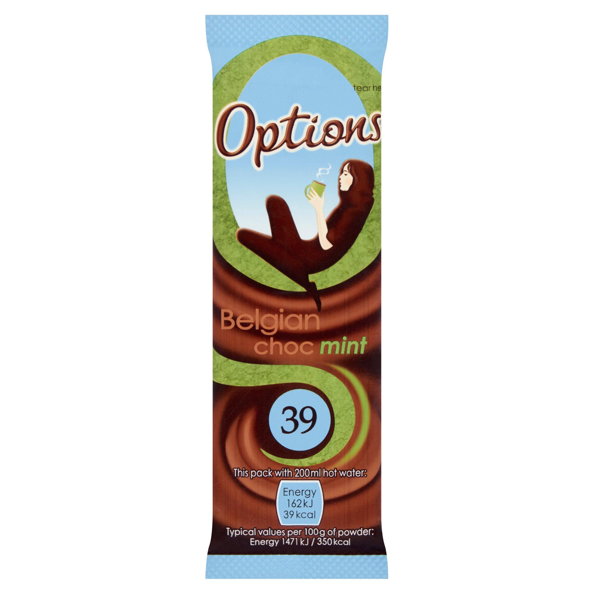 Options instant mint hot chocolate drink 11g, UK version