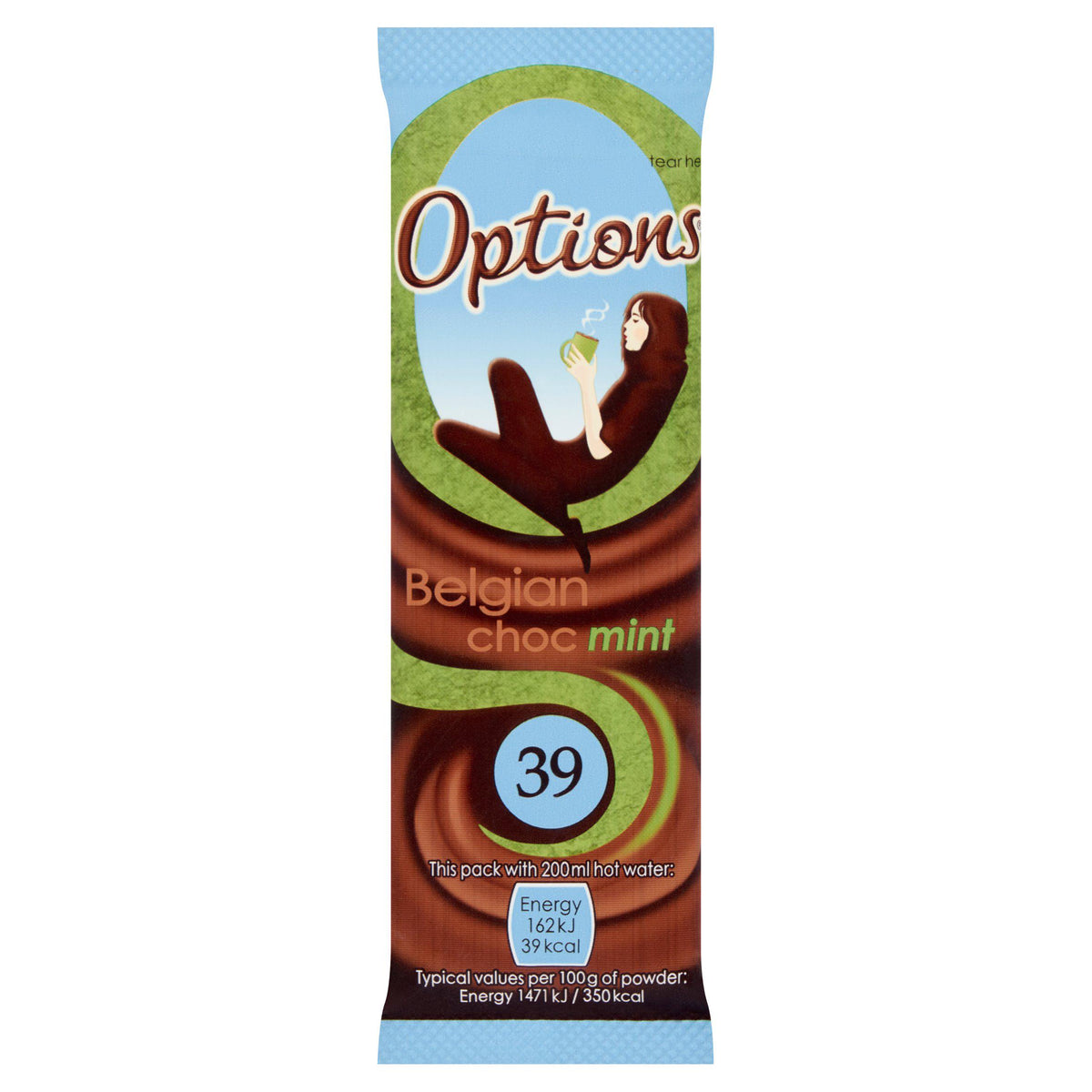 Options instant mint hot chocolate drink 11g, UK version