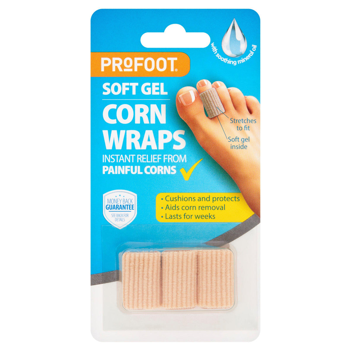 Profoot soft gel corn wraps for toes and fingers, UK version