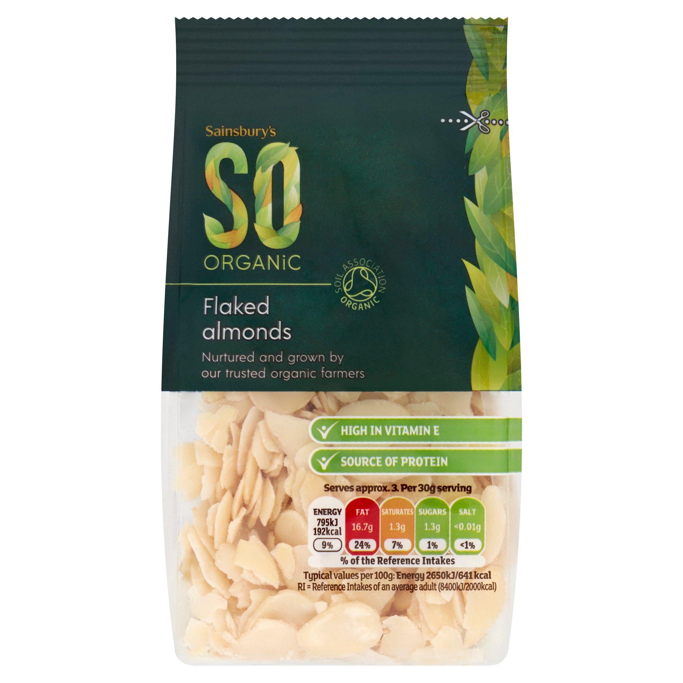Sainsbury's SO Organic flaked almonds 100g (British brand)