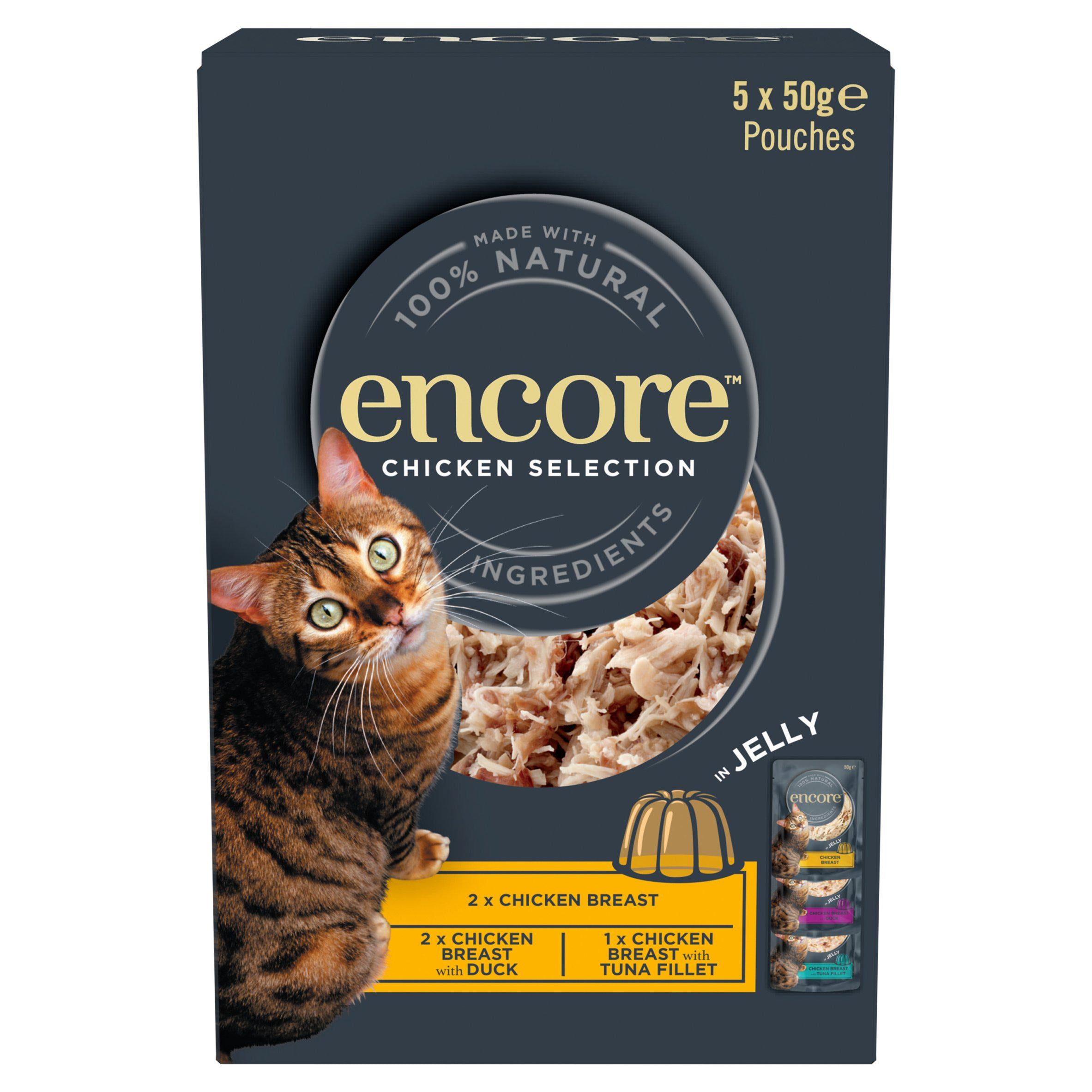 Encore chicken selection cat food pouches 5x50g, UK version