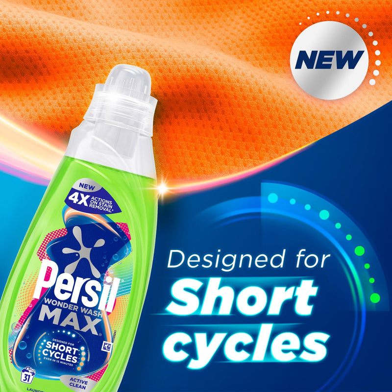 Persil Wonder Wash MAX active clean bio liquid detergent 837ml, UK version