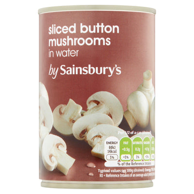 Sainsburys Sainsbury's Sliced Button Mushrooms in Water 290g- Buy online at McGrocer