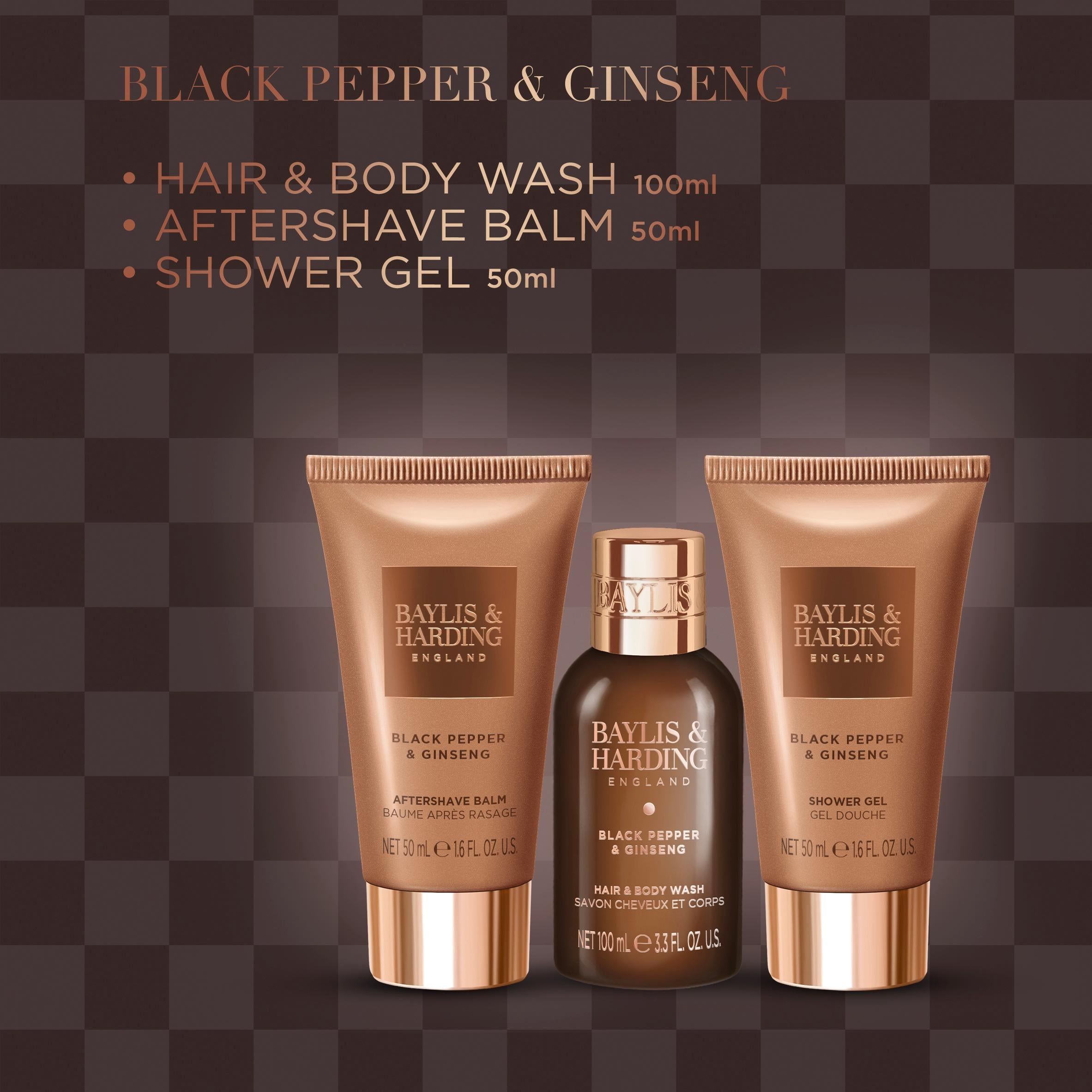 Baylis & Harding Black Pepper Ginseng mini trio gift set, UK version