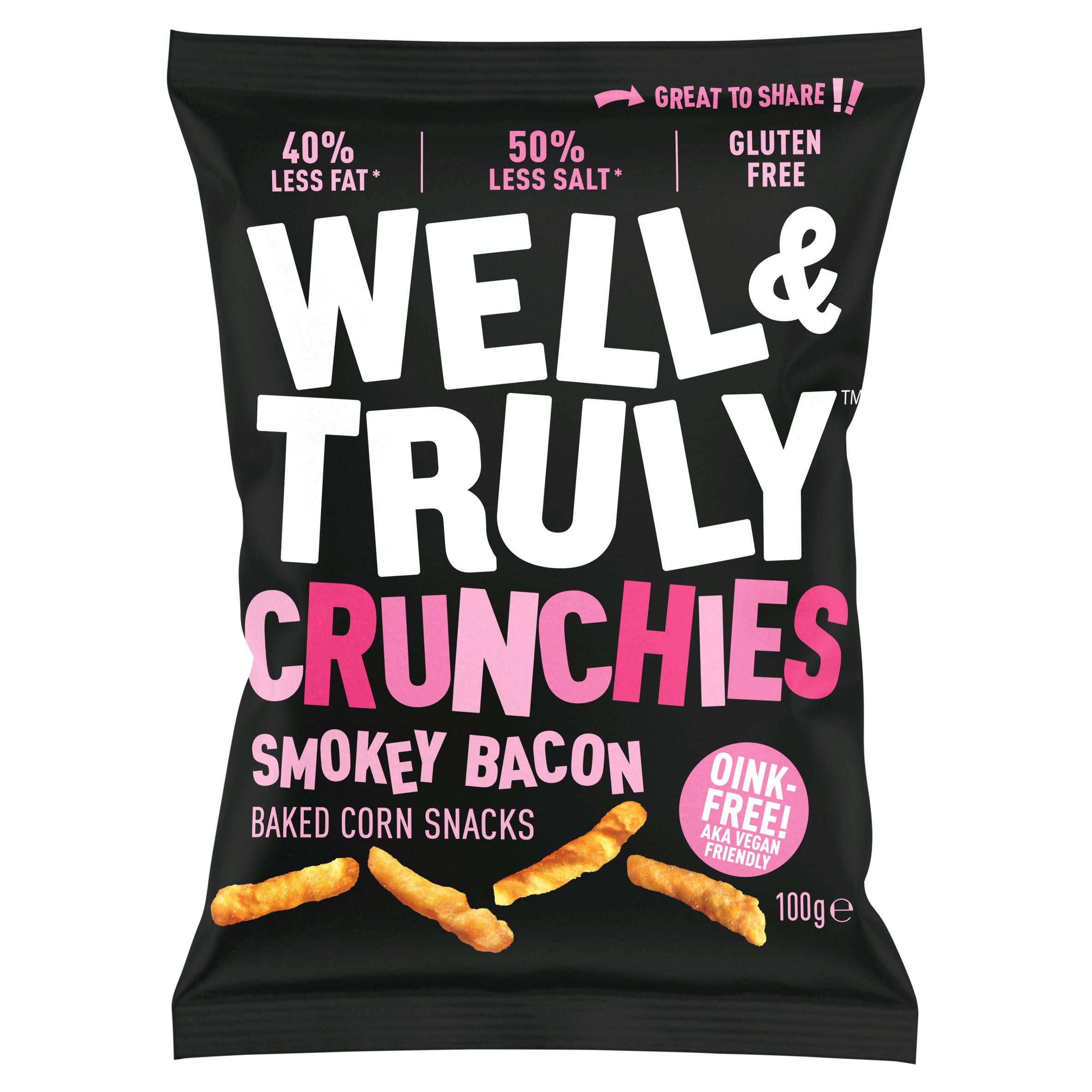 Well & Truly Smokey Bacon Baked Corn Snacks 100g (British brand)