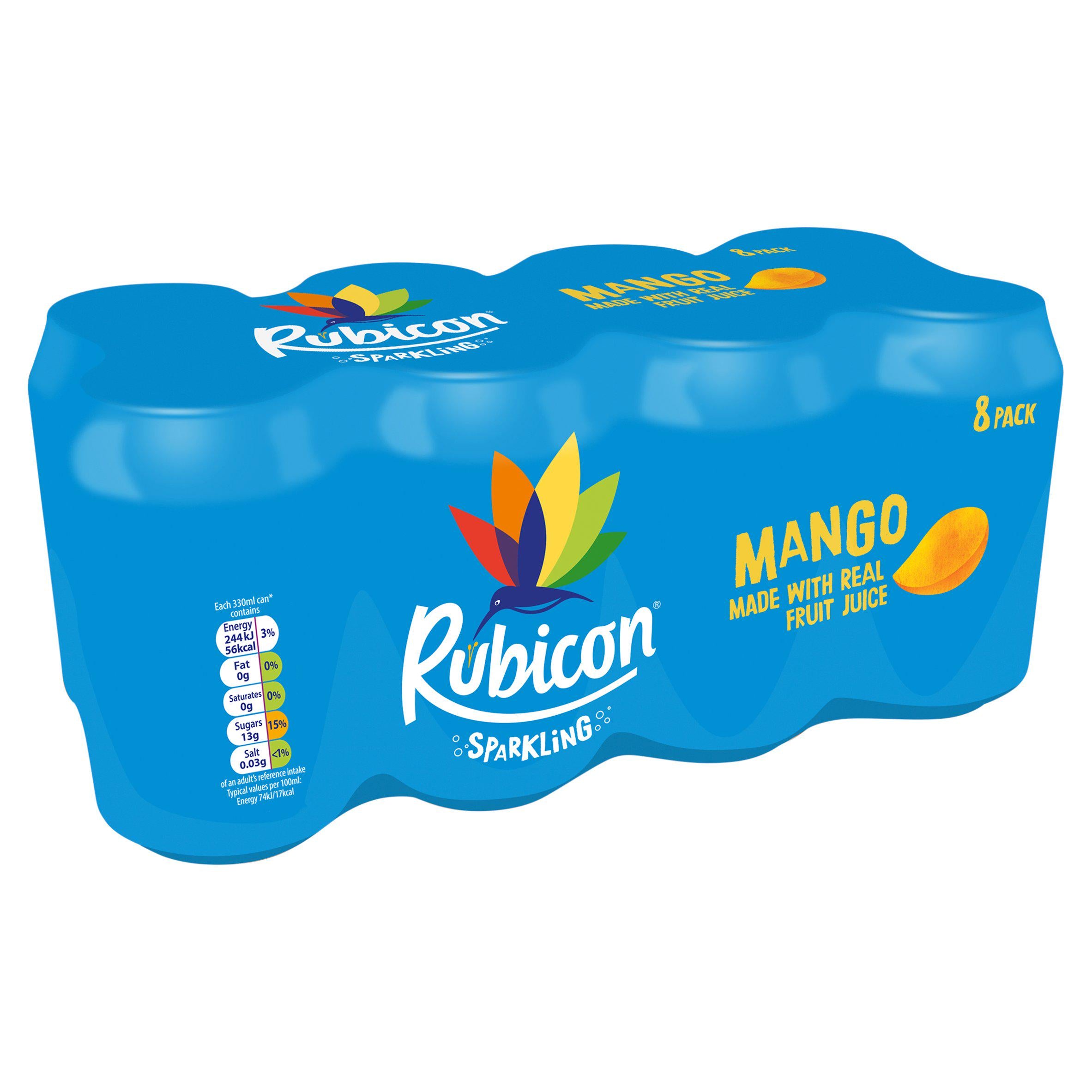 Rubicon sparkling mango juice soft drink 8x330ml, imported from the UK
