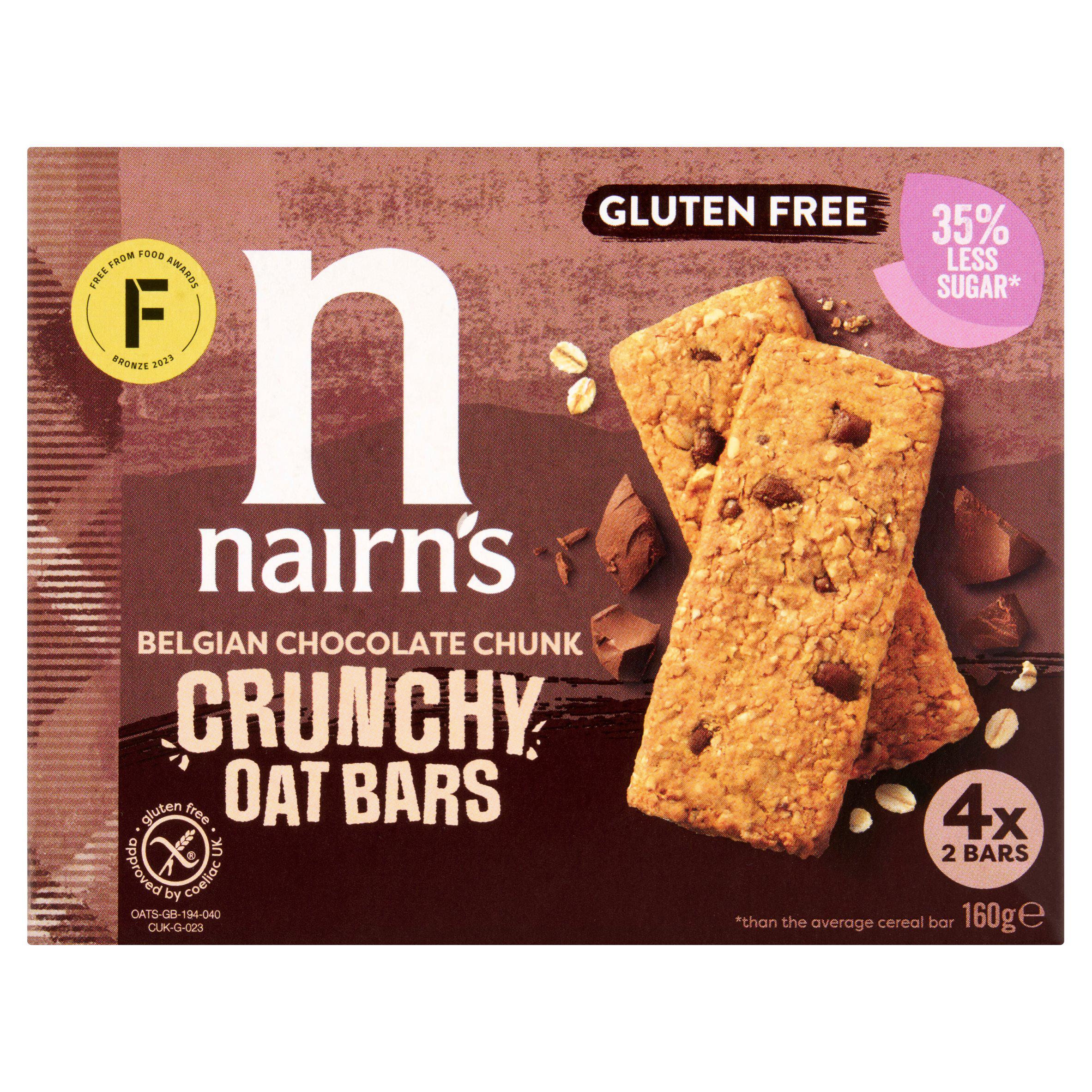 Nairn's Belgian chocolate chunk oat bars 160g (British brand)