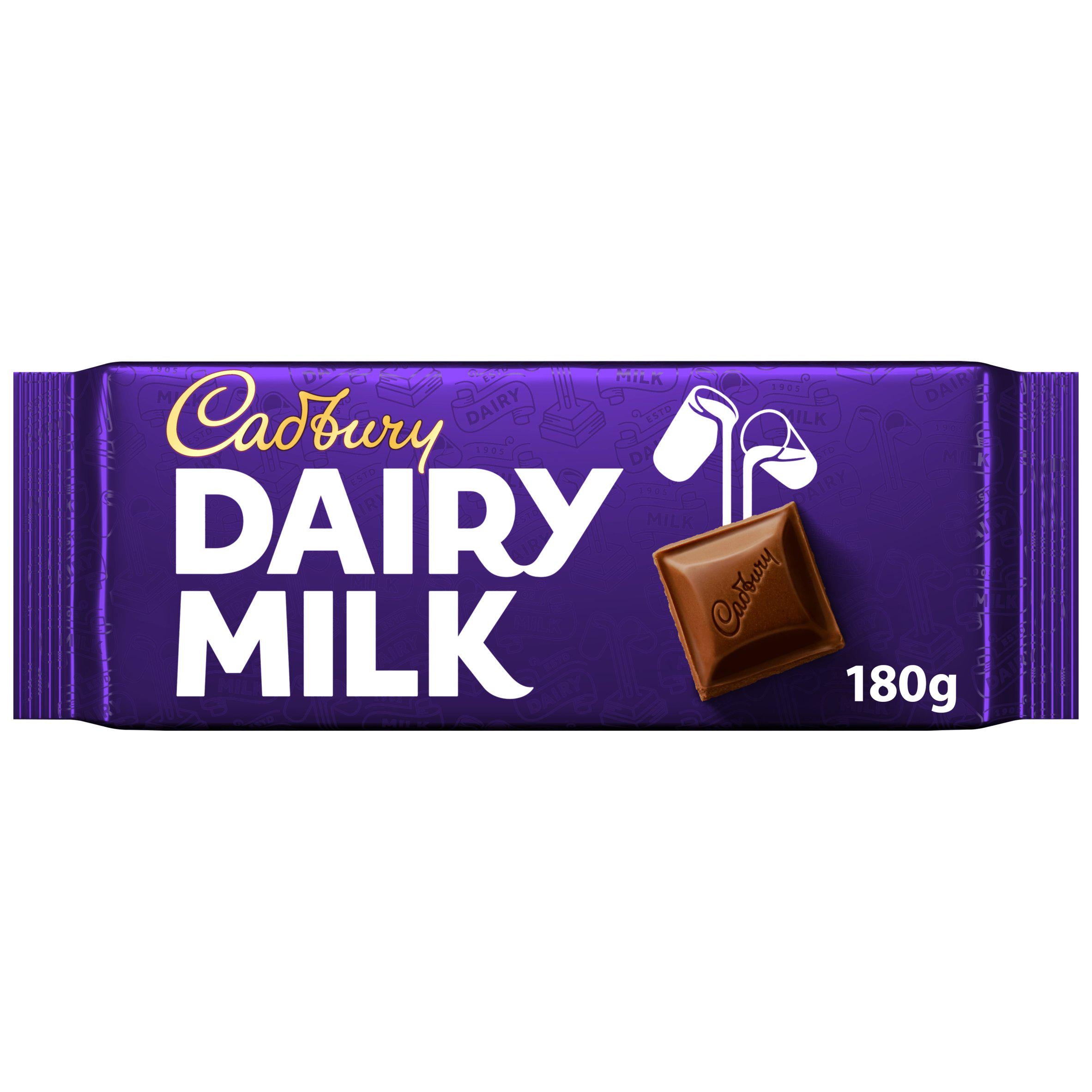 Cadbury Dairy Milk classic chocolate bar 180g, UK version