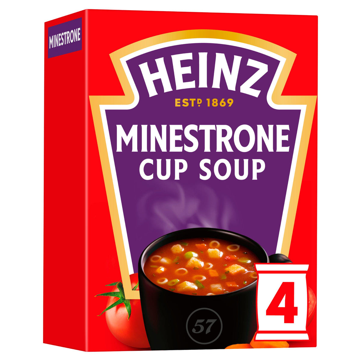 Heinz minestrone cup packet soup 4x18g, imported from the UK