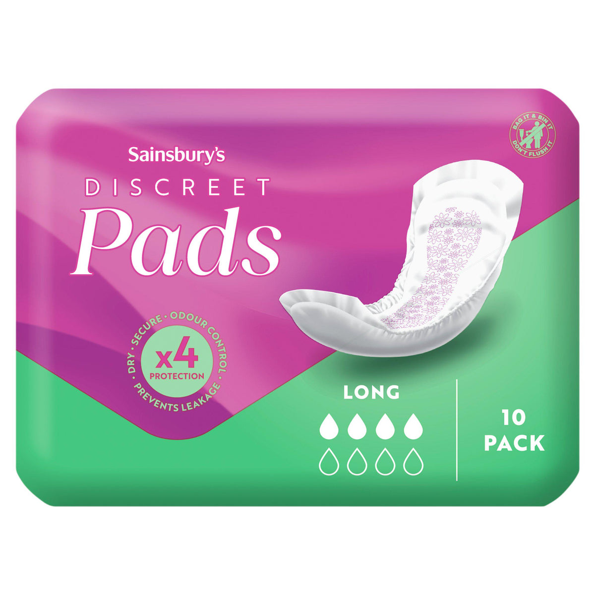 Sainsbury's Comfort Fit long pads 10 count, UK version