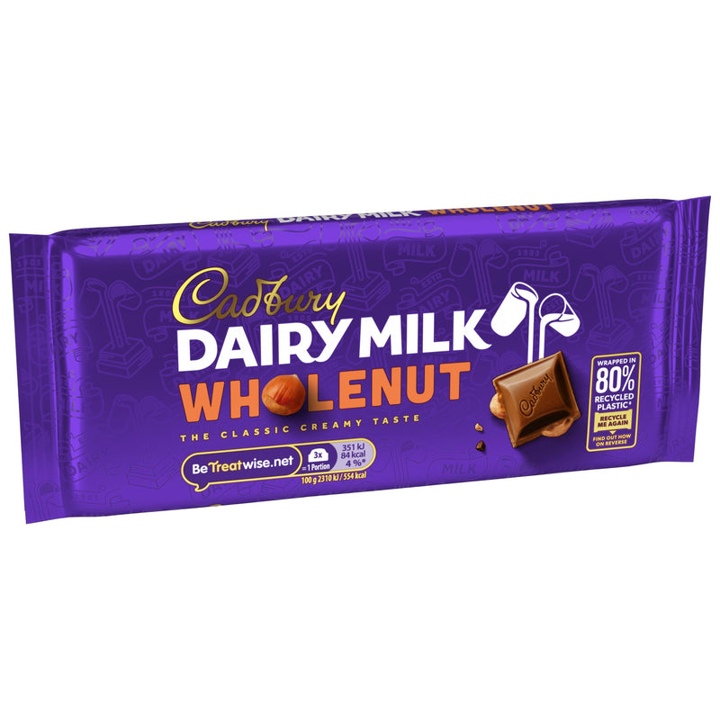 Cadbury Wholenut chocolate bar 120g - British product