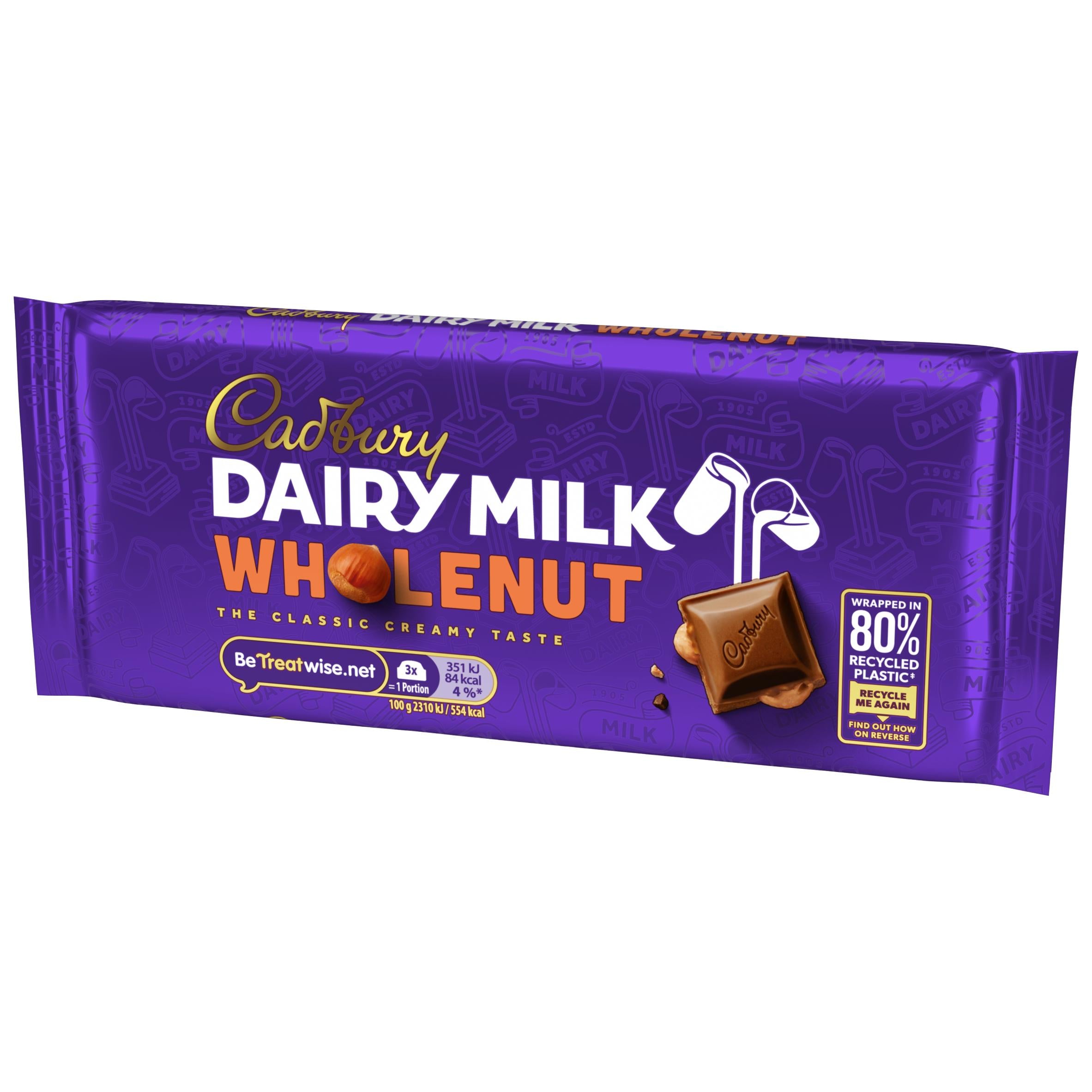 Cadbury Wholenut chocolate bar 120g - British product