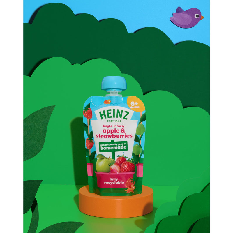 Heinz baby food apple strawberry puree pouch 100g, UK version