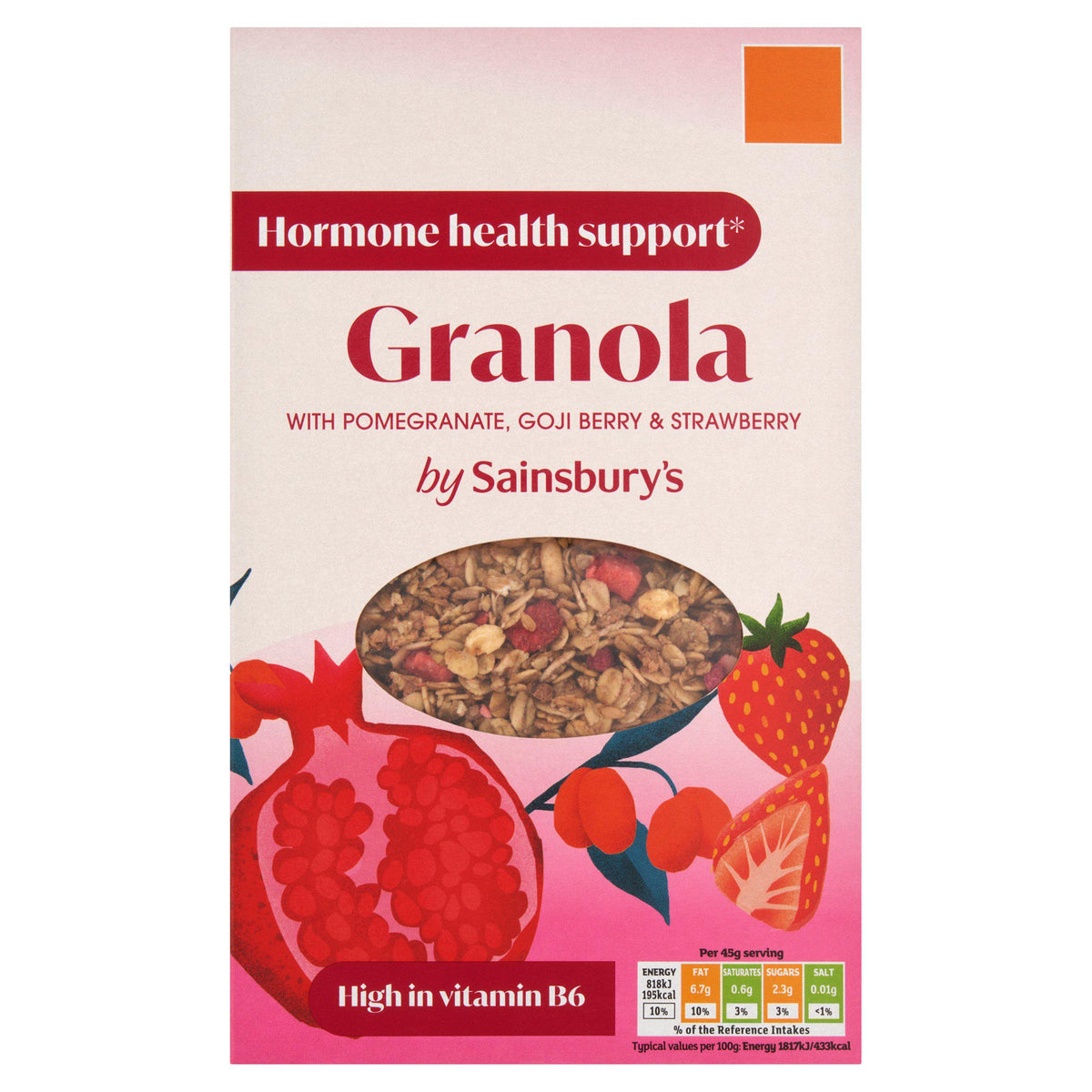 Sainsbury's granola pomegranate goji strawberry 400g - British product