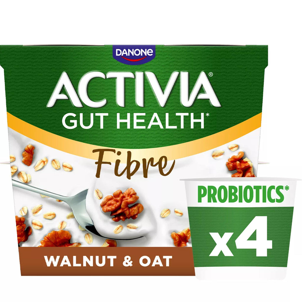 Activia Fibre Walnut & Oat Breakfast Gut Health Yoghurt 4x115g