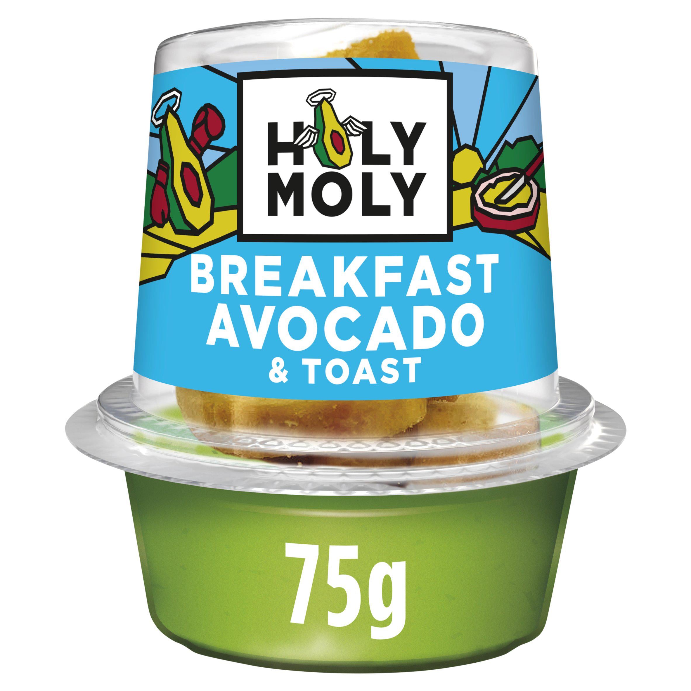 Holy Moly breakfast avocado dip with toast 75g, UK version