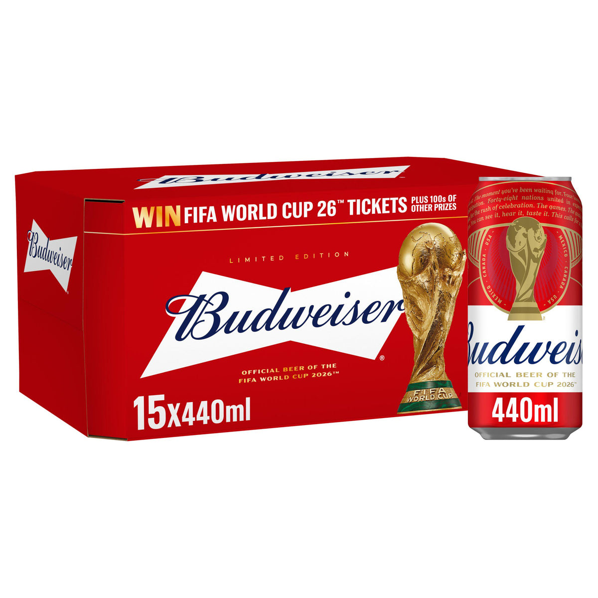 Budweiser lager beer cans 15x440ml (British brand)