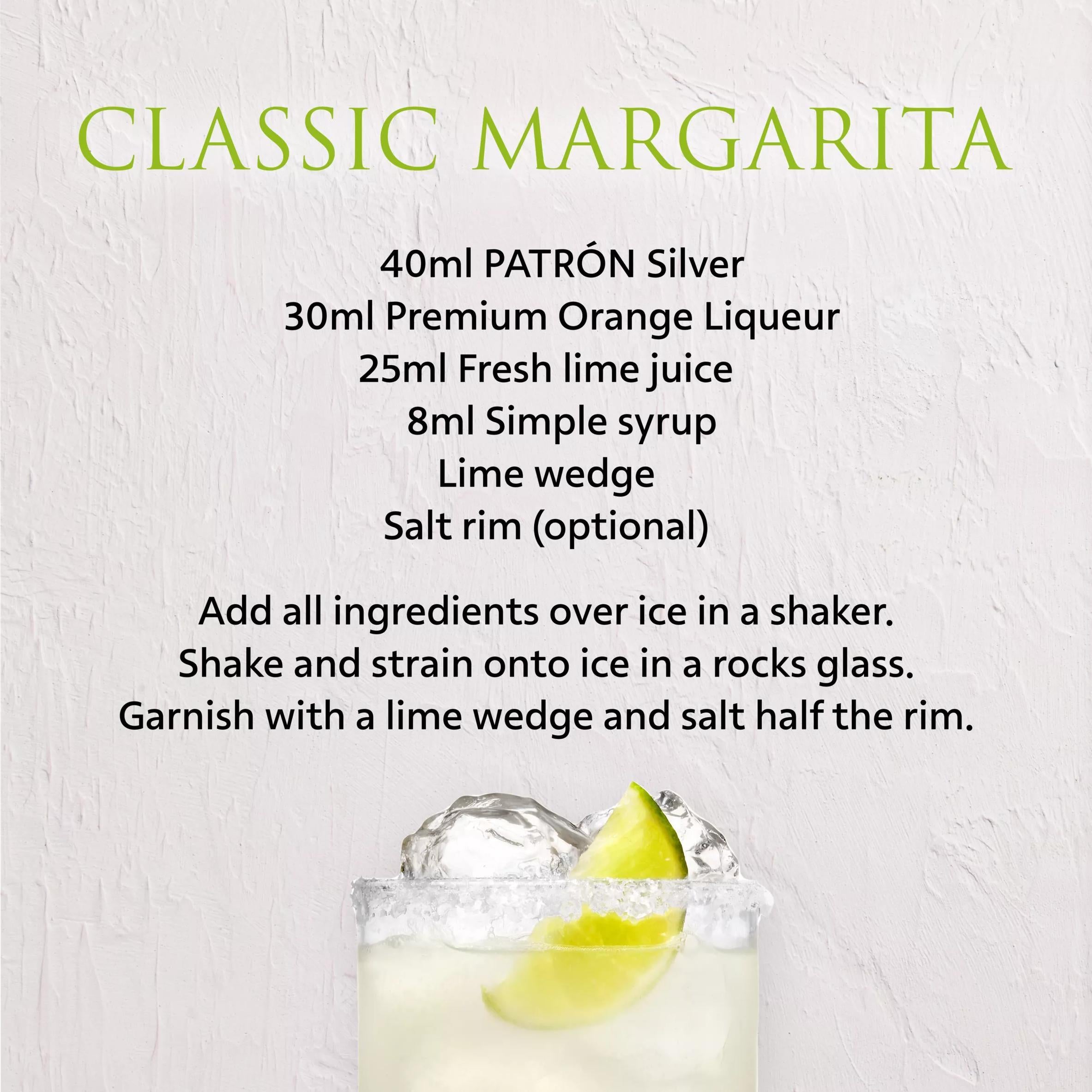 Patrón Silver Tequila 70cl bottle, imported from the UK