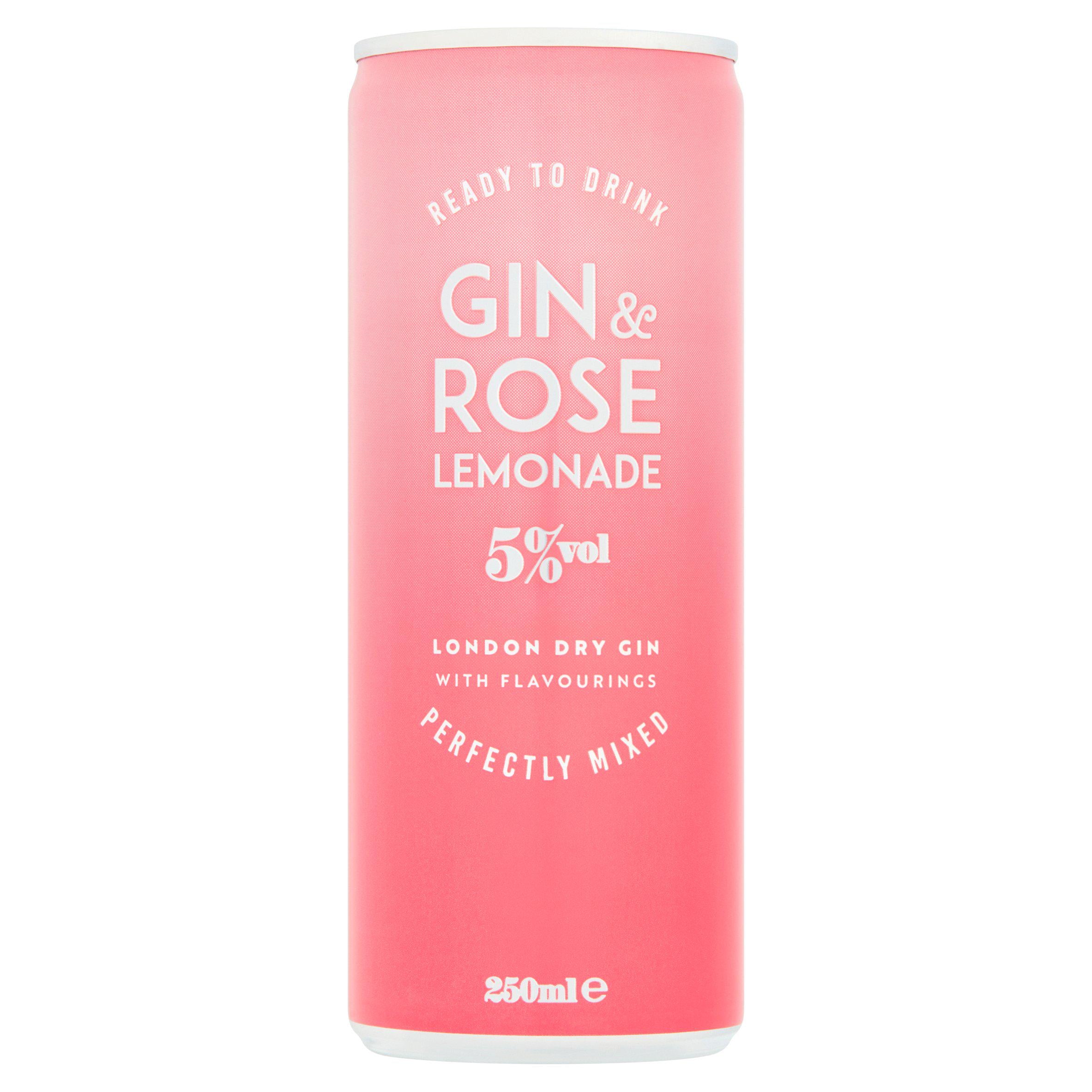 Sainsbury's Gin & Rose Lemonade 250ml can, UK version