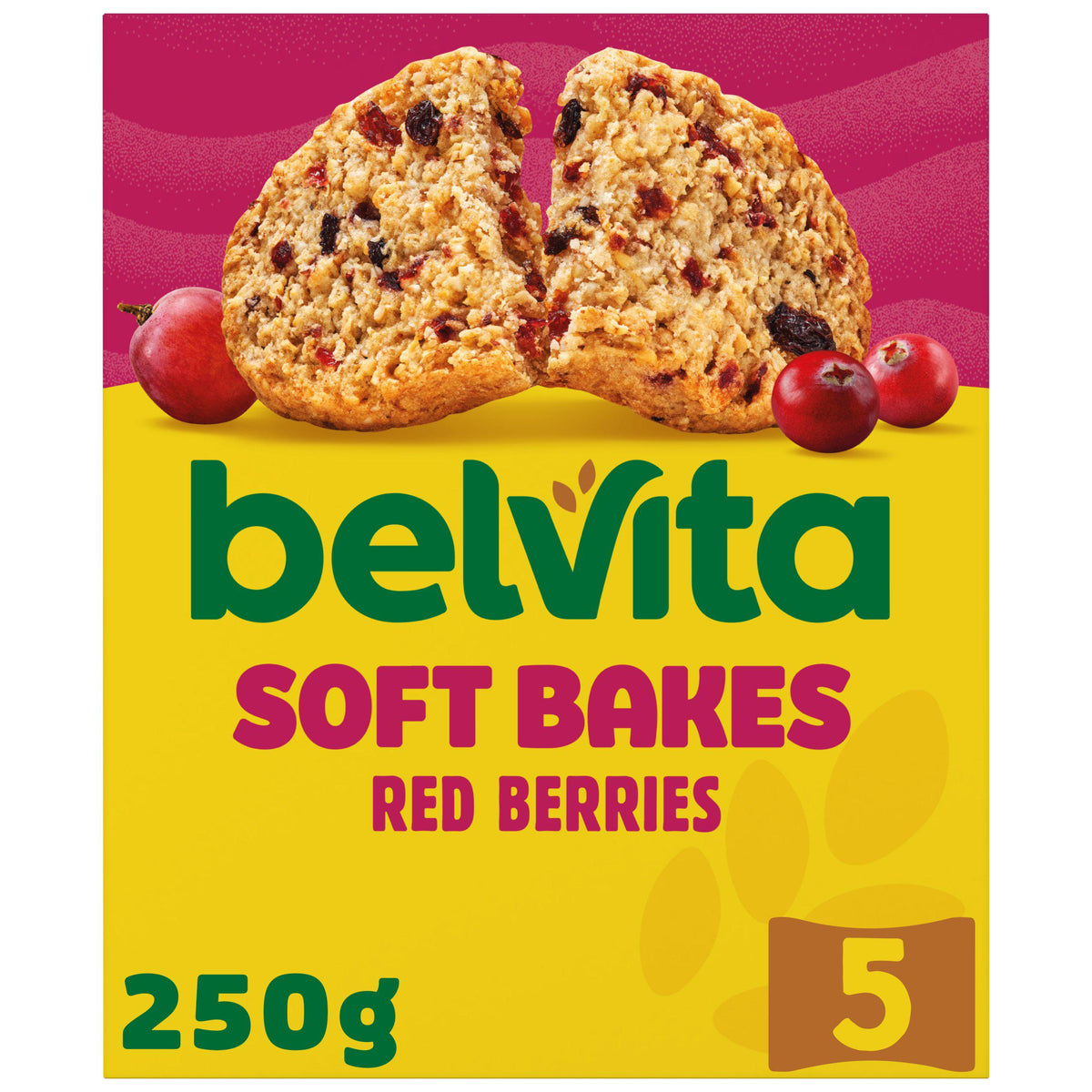 Belvita soft bakes red berries 5 x 50g, imported from the UK