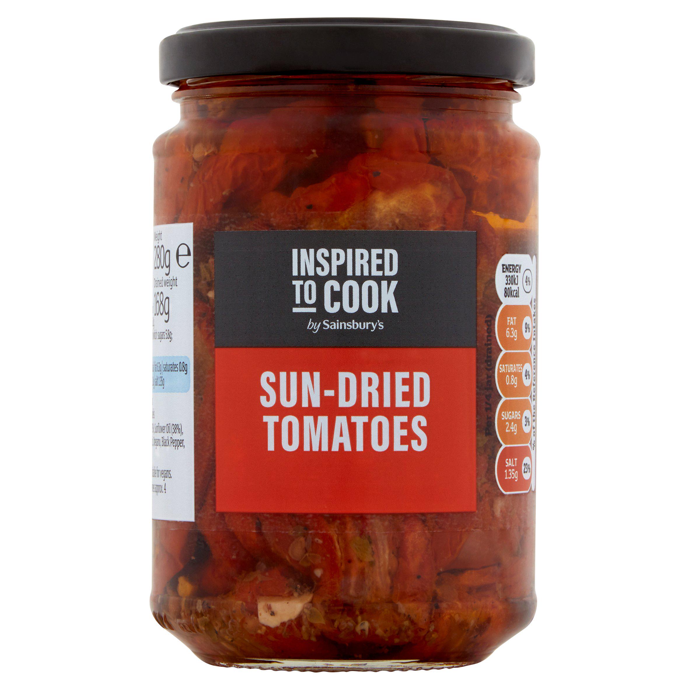 Sainsbury's sun dried tomatoes with garlic and oregano 280g British product