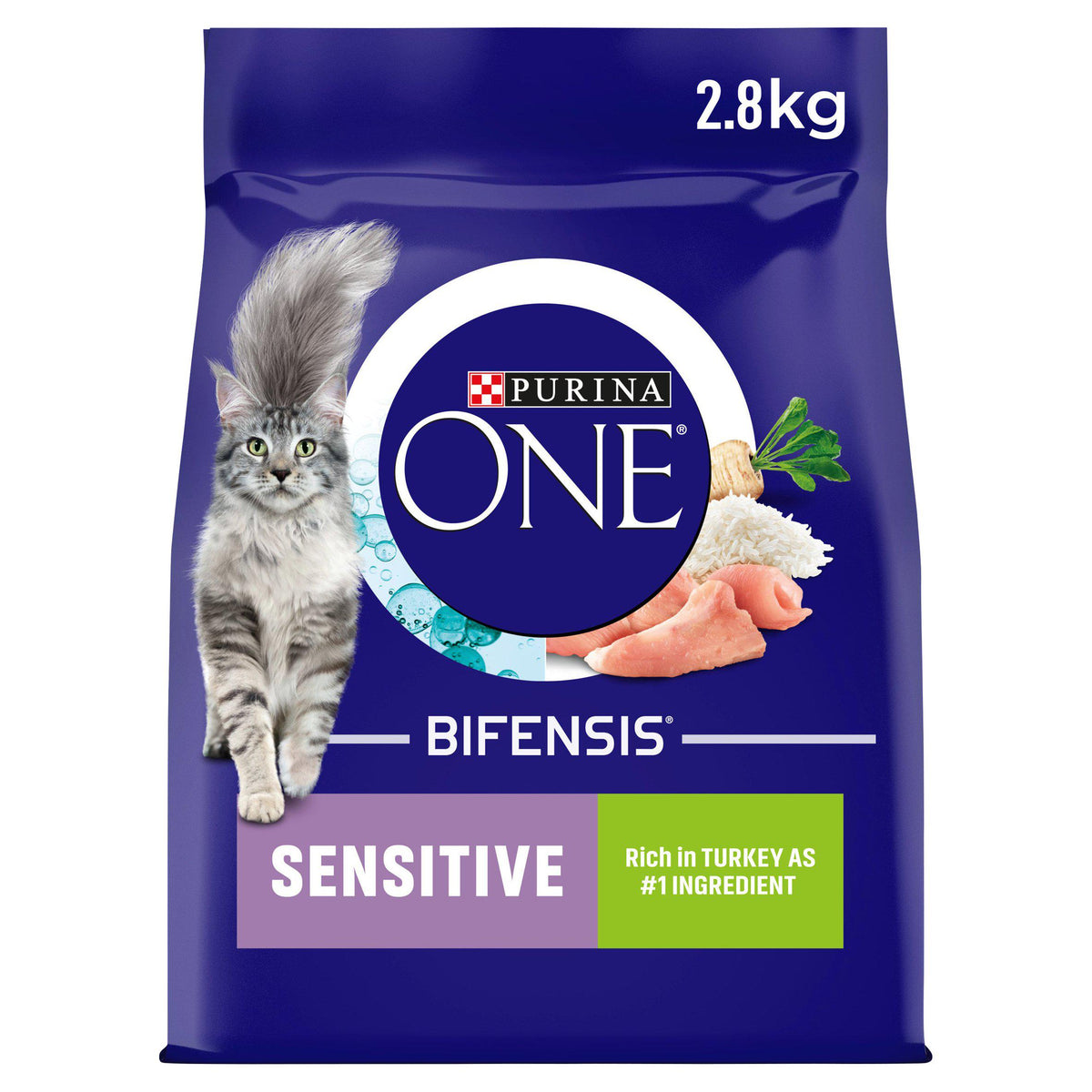 Purina One dry cat food sensitive turkey 2.8kg, UK version