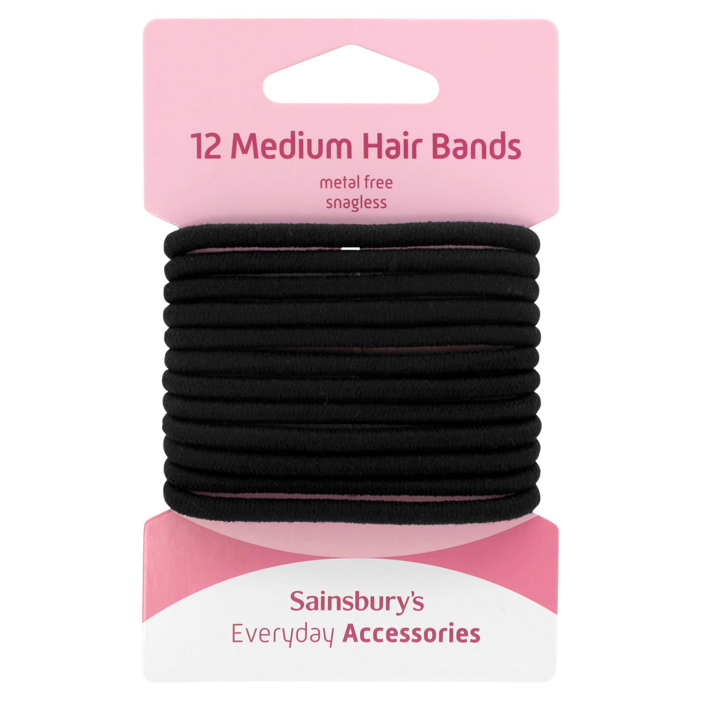 Sainsbury's No Damage Hair Bands Medium Black x12 (British brand)