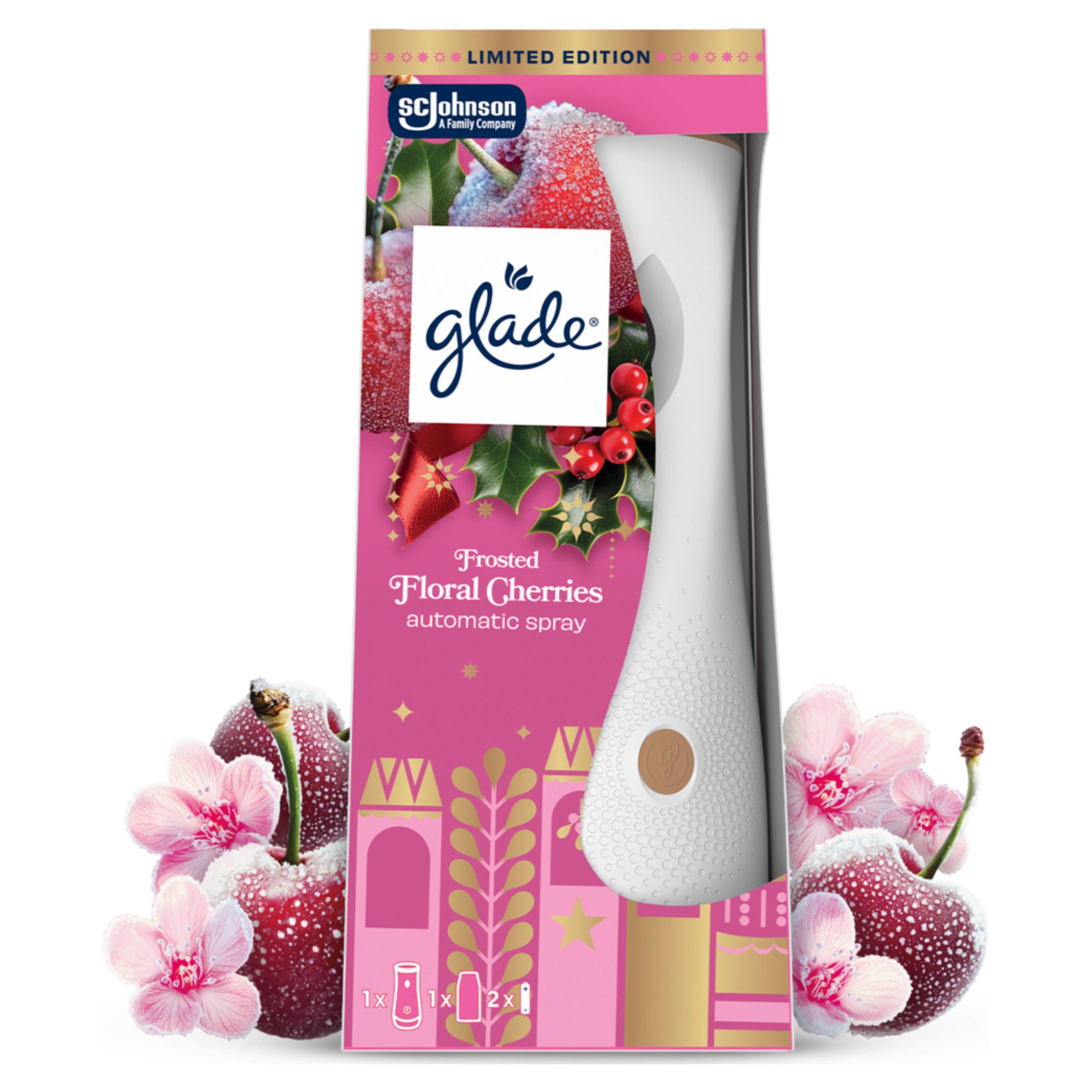 Glade Automatic Spray Air Freshener Floral Cherries 269ml, UK version