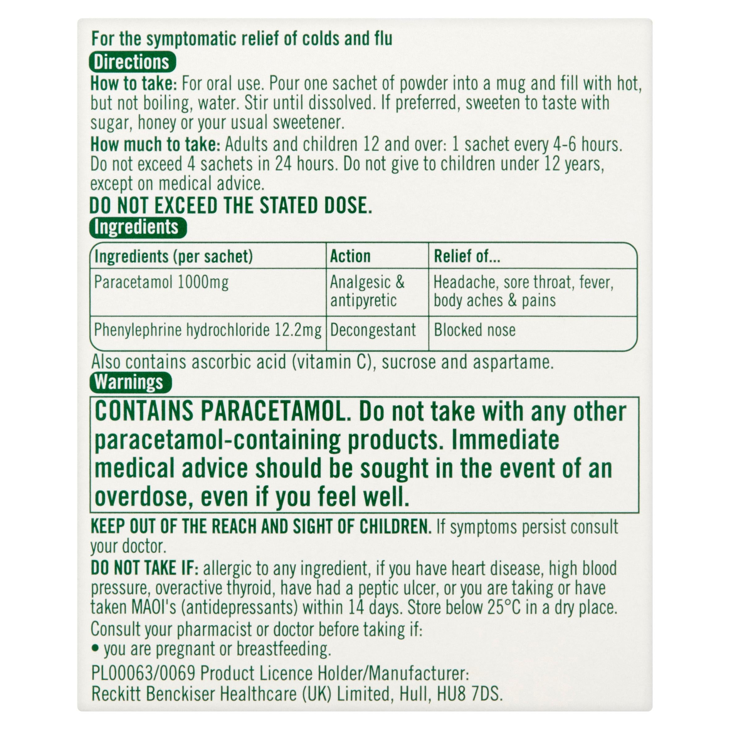 Lemsip Max cold flu lemon sachets 5 pack, imported from the UK