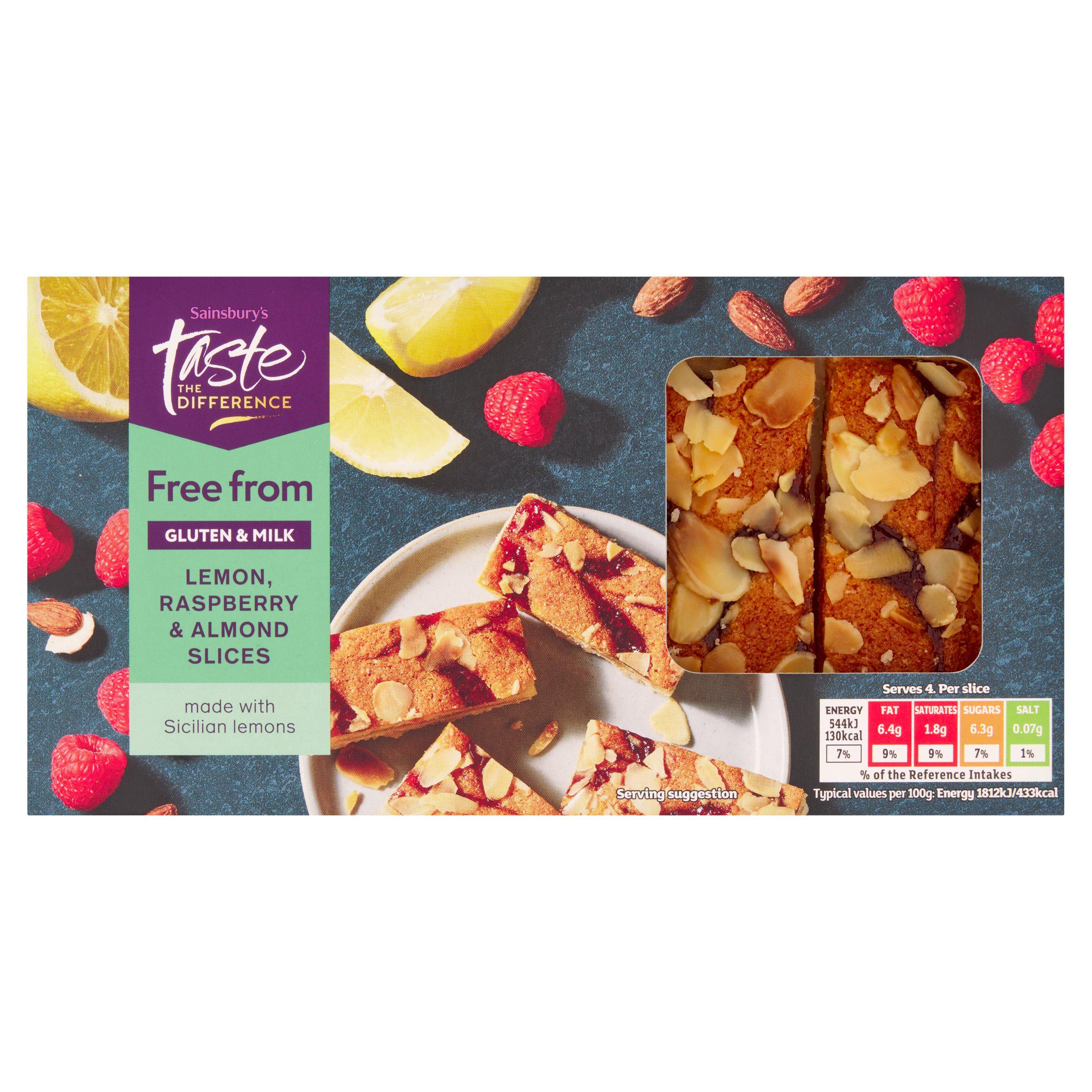 Sainsbury's lemon raspberry almond slices 120g, imported from the UK