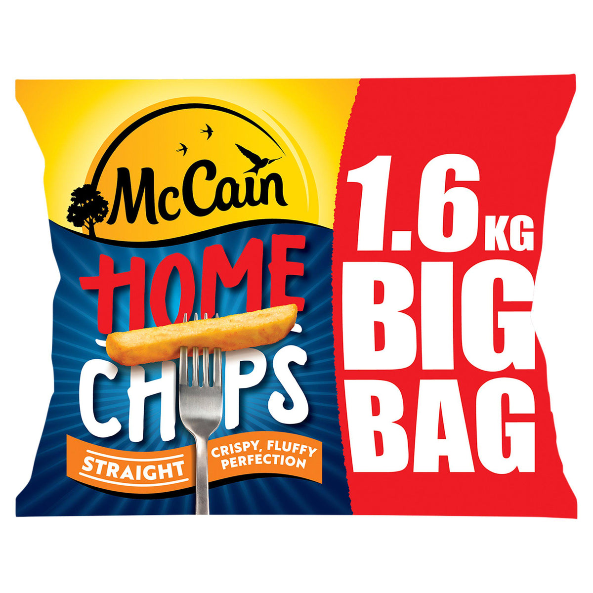 McCain Home Chips straight cut 1.6kg, imported from the UK