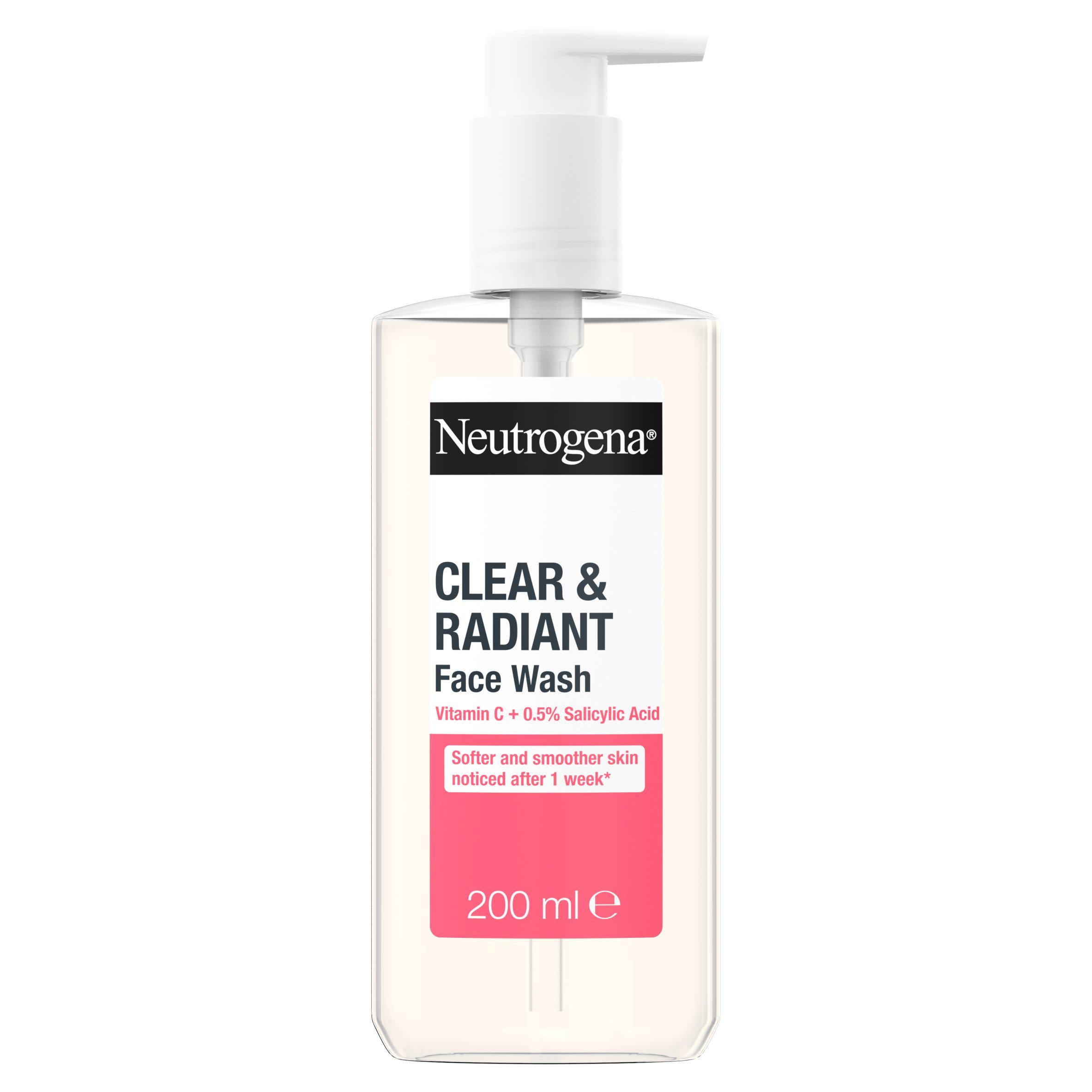 Neutrogena Clear & Radiant face wash 200ml, imported from the UK