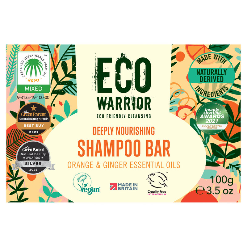 Eco Warrior deeply nourishing shampoo bar orange and ginger 100g, UK version