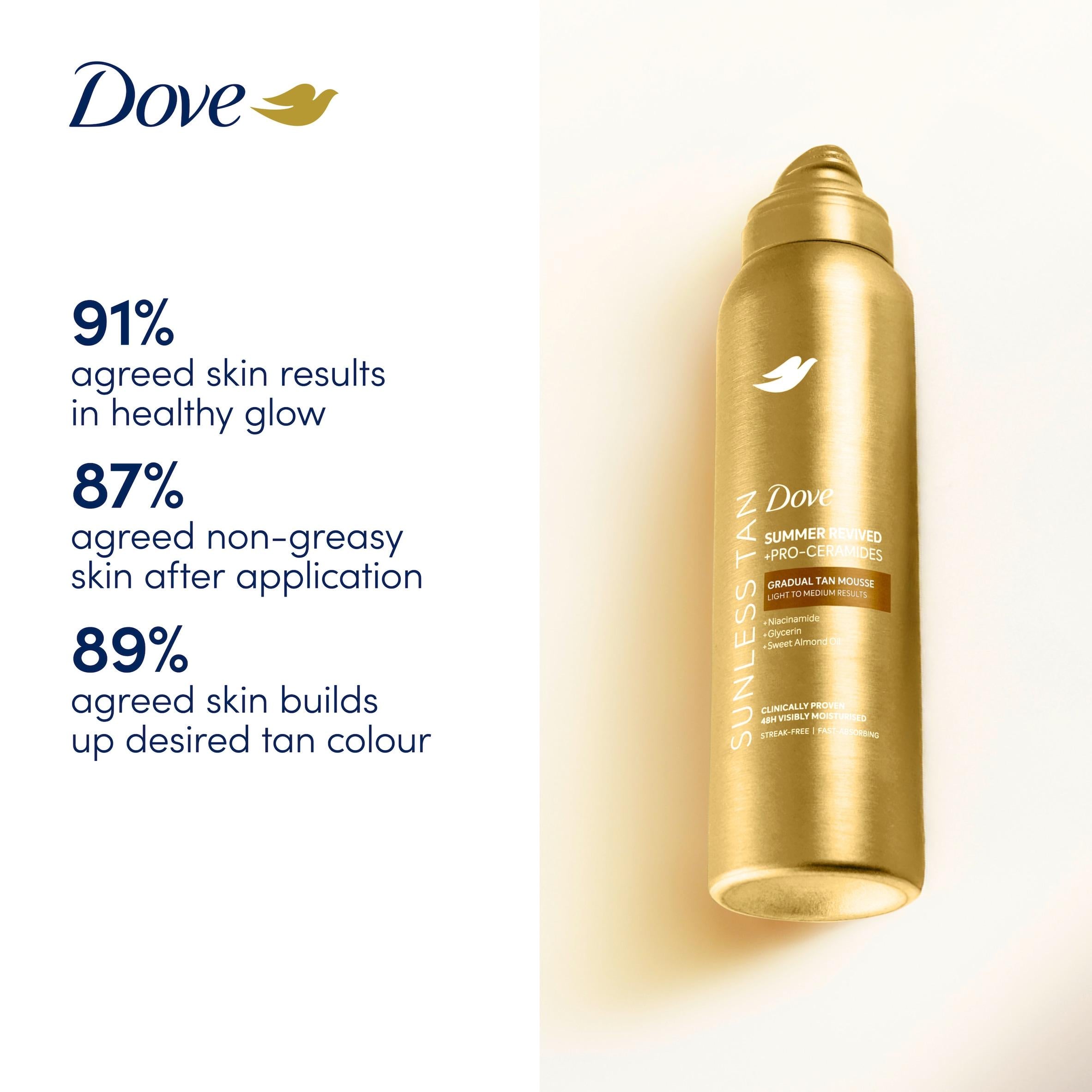 Dove gradual tanning mousse light medium 150ml, imported from the UK