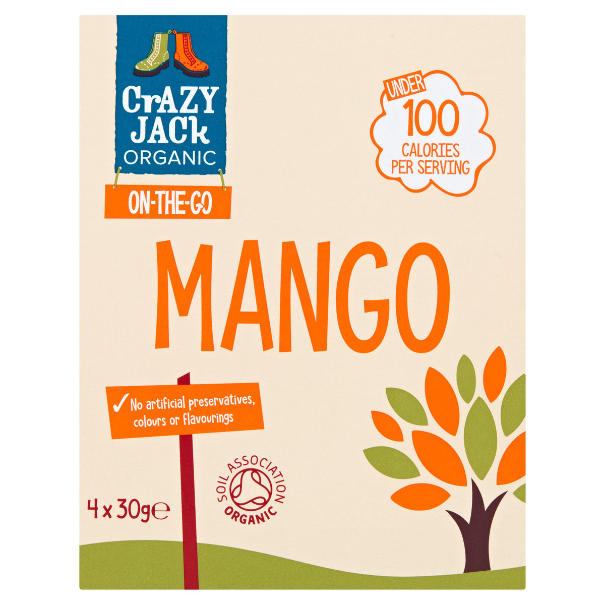 Crazy Jack organic dried mango 4x30g - British product